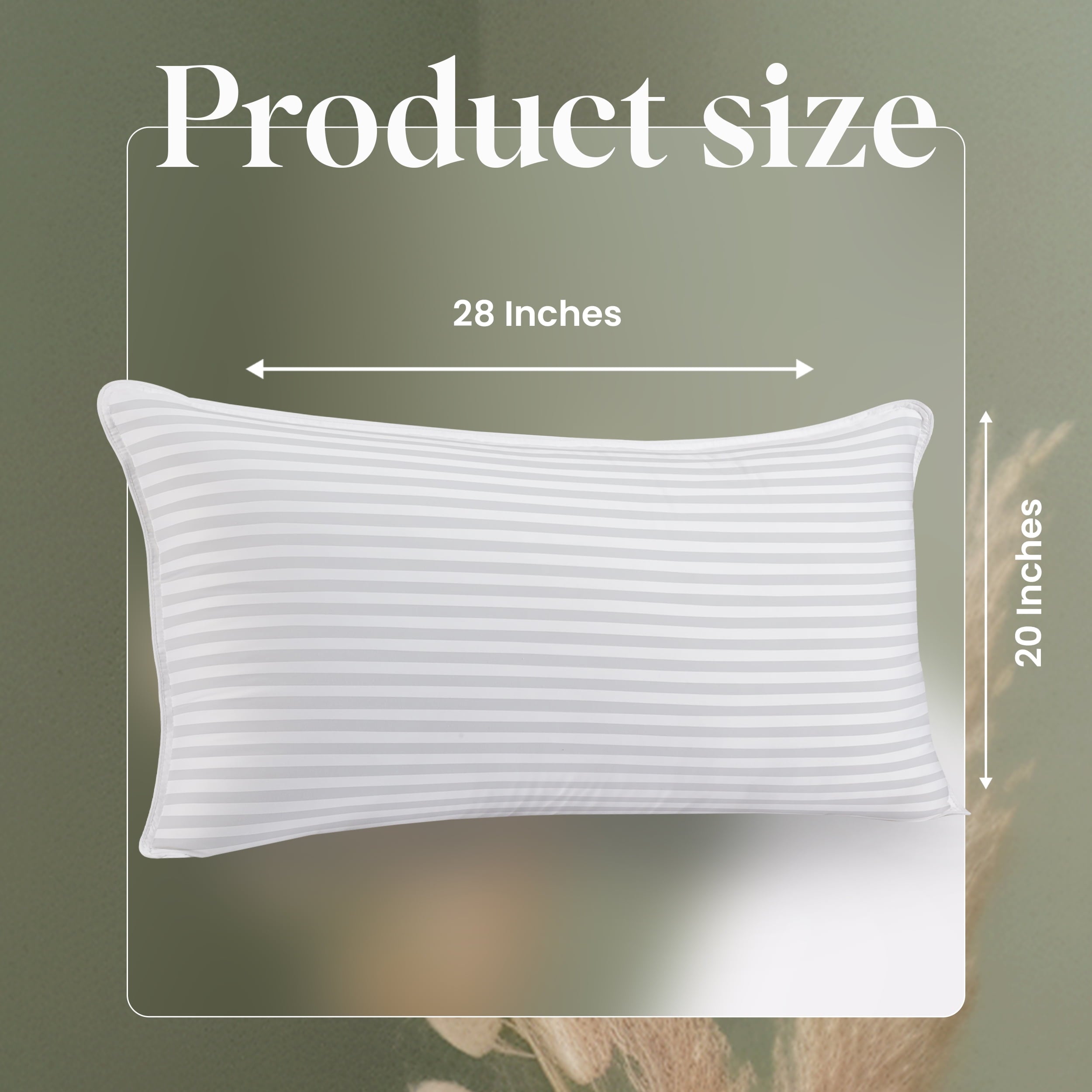 Hotel Collection Bed Pillow with White Stripes - Set of 2 - Ultra Cozy & Relaxing For Adults, (Queen, 28"L x 20" W) - Ergonomic Memory Foam Pillow for Neck Pain Support Detail