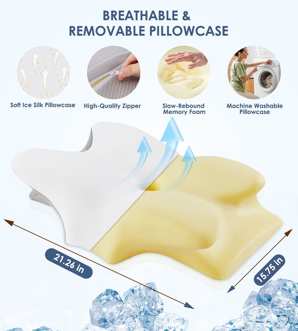 Orthopedic Support Cervical Pillow for Neck Pain Relief, Contour Memory Foam Pillows, Odorless Ergonomic Neck Pillow Adjustable Orthoped... - Decorative Throw Pillow Cushion for Sofa & Bed Detail