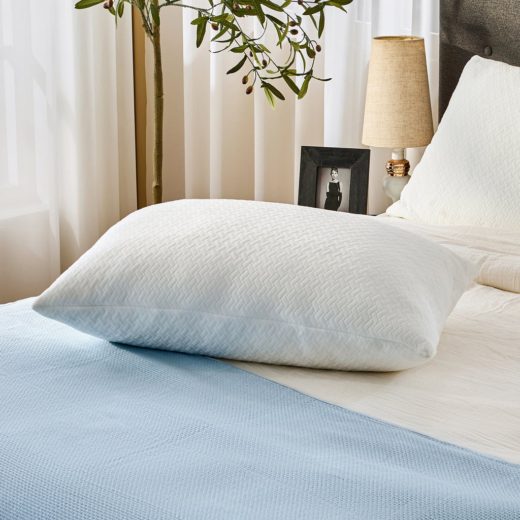Fluffy Shredded 2 Pack Bed Pillow, Shredded Gel Memory Foam Pillow, Standard Queen, Medium, Made in USA - Orthopedic Shredded Foam Bed Pillow Set Detail