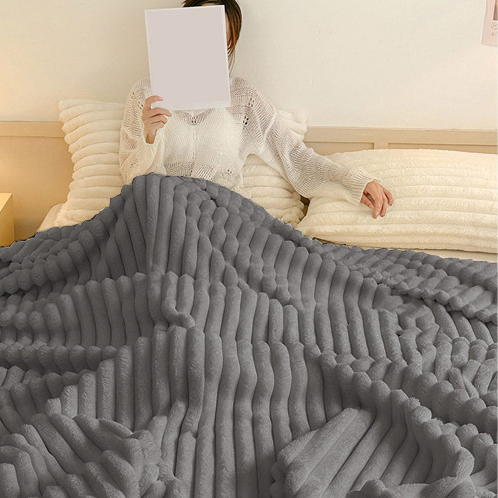 Reversible Sherpa Bunny Blanket, Super Soft & Warm Faux Rabbit Fur Throw Blanket, Lightweight Microfiber Machine Washable for Bedroom, ... - Cozy Fleece Throw Blanket for Couch & Bed Detail