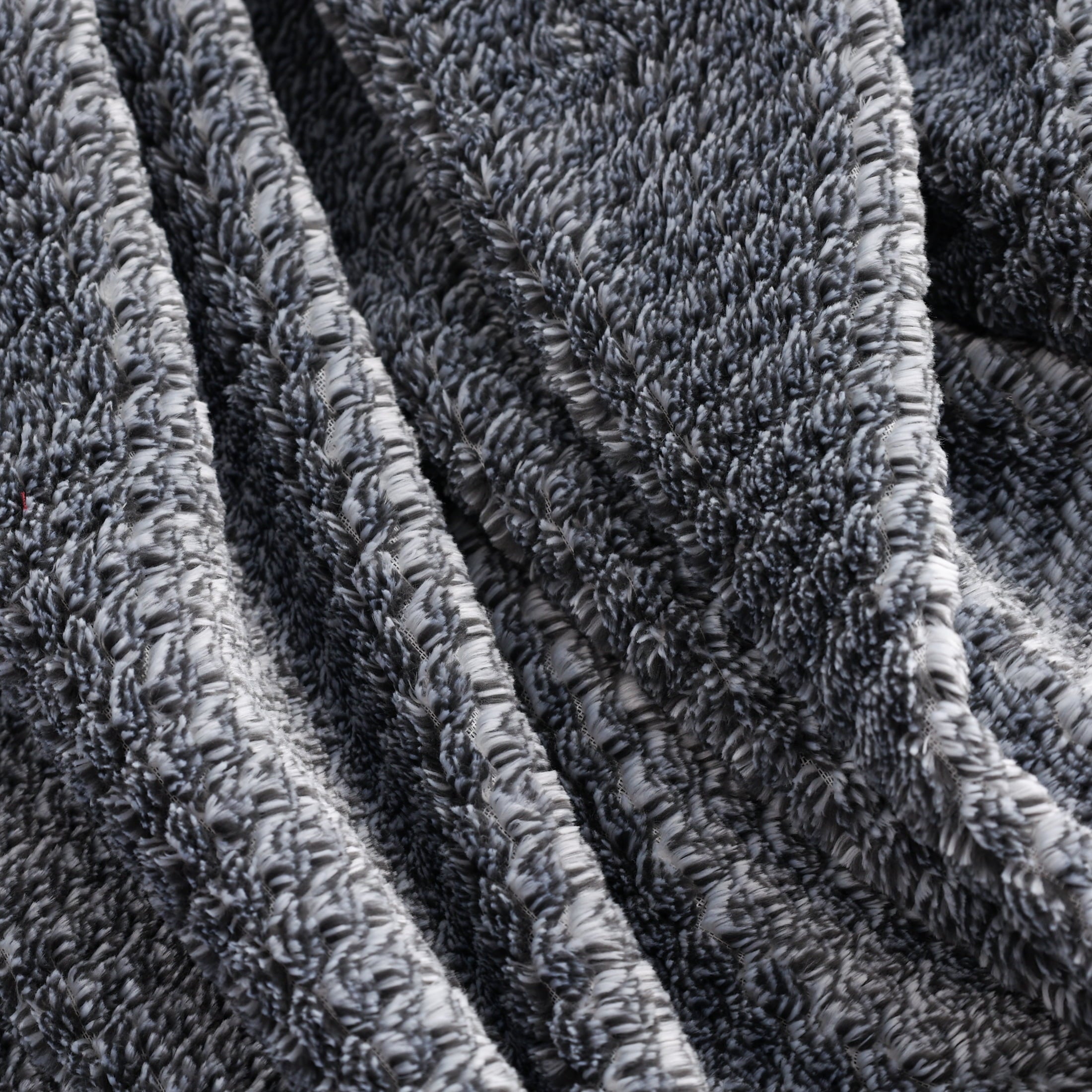 Decorative Knitted Plush Textured Heathered Soft Oversized Throw Blanket, Gray - Lightweight Plush Warm Blanket for All Seasons Detail