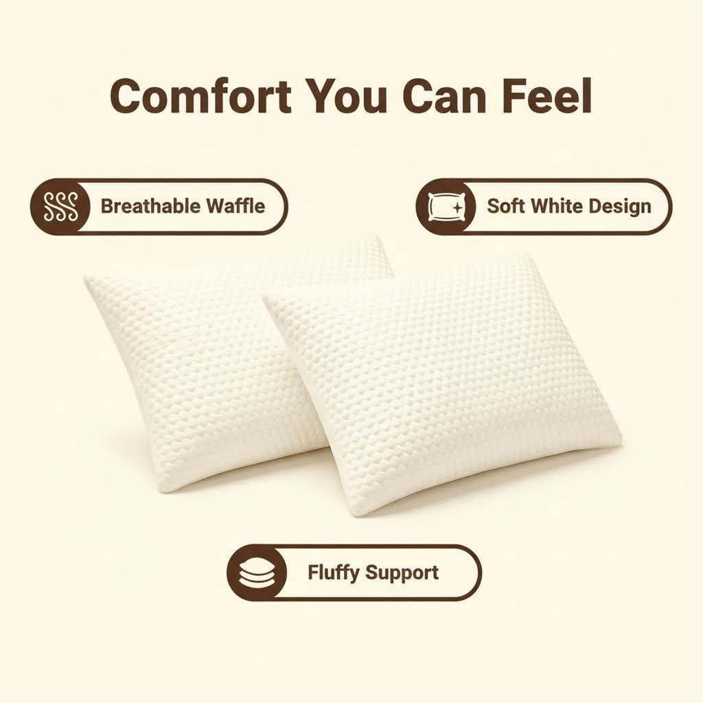 Hotel Collection Queen Size Latex Pillow (2 Pack) Shredded Natural Latex Cooling Bed Pillows for Side & Back Sleepers, Medium Firm Sup... - Hotel Quality Plush Sleeping Pillows Detail