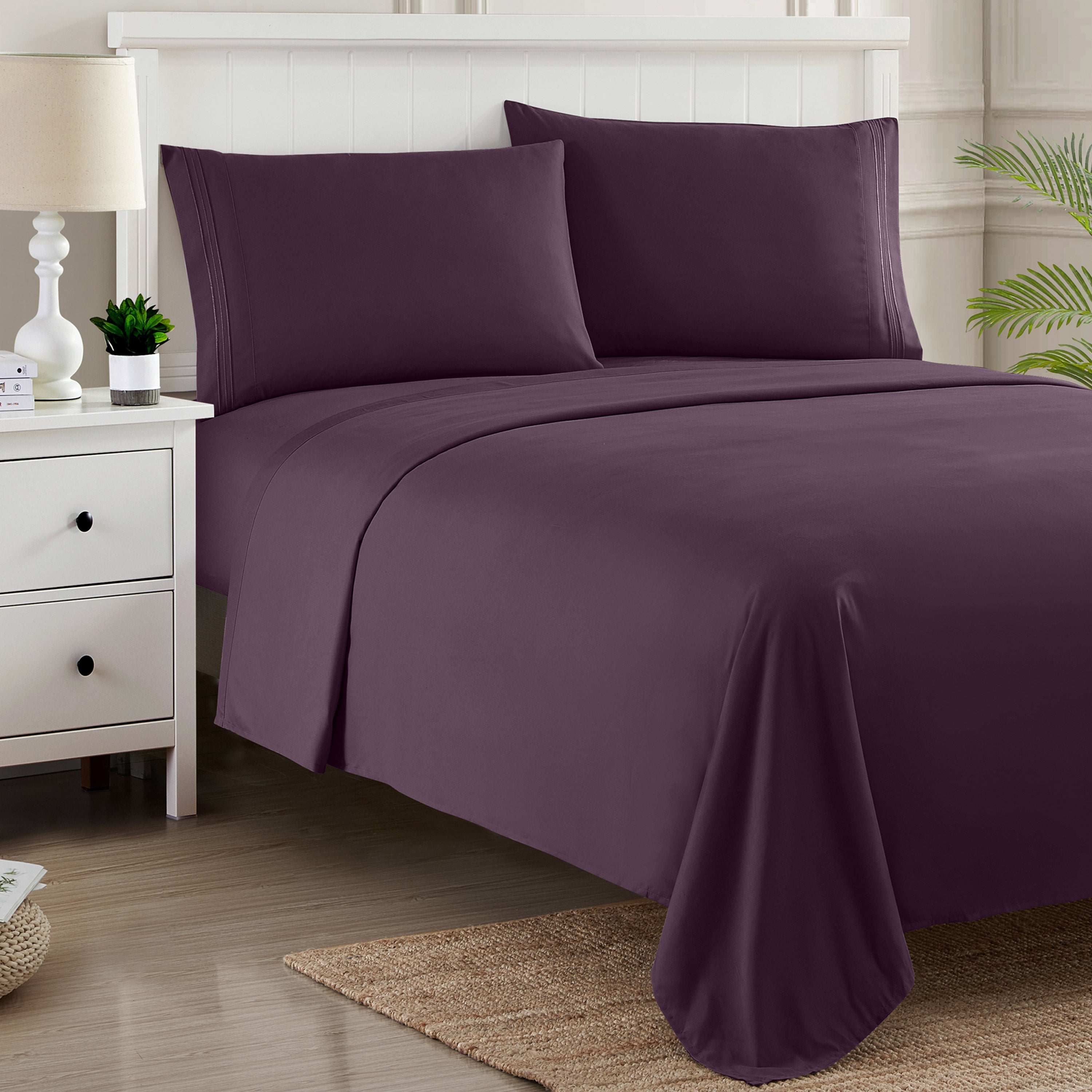 Breathable Luxury 1800 Series Bed Sheets - Extra Soft Microfiber Deep Pocket Sheet Set - Purple, Full - Premium Ultra-Soft Pillowcase Pair for Sleeping Detail