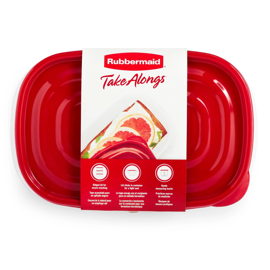 Whimsical Doughnut 8 Cups, 2 Packs, Red, Plastic Deep Rectangle Food Storage Containers - Playful Star & Heart Shaped Geometric NeeDoh Detail
