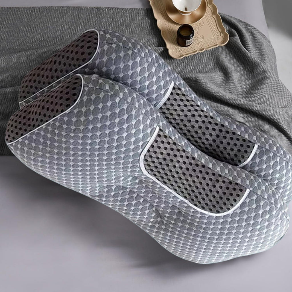 Orthopedic Support 2-Piece Set - 24"x15" Gray Bed for Back, Side, Stomach Sleepers - Hotel Quality Plush Sleeping Pillows Detail