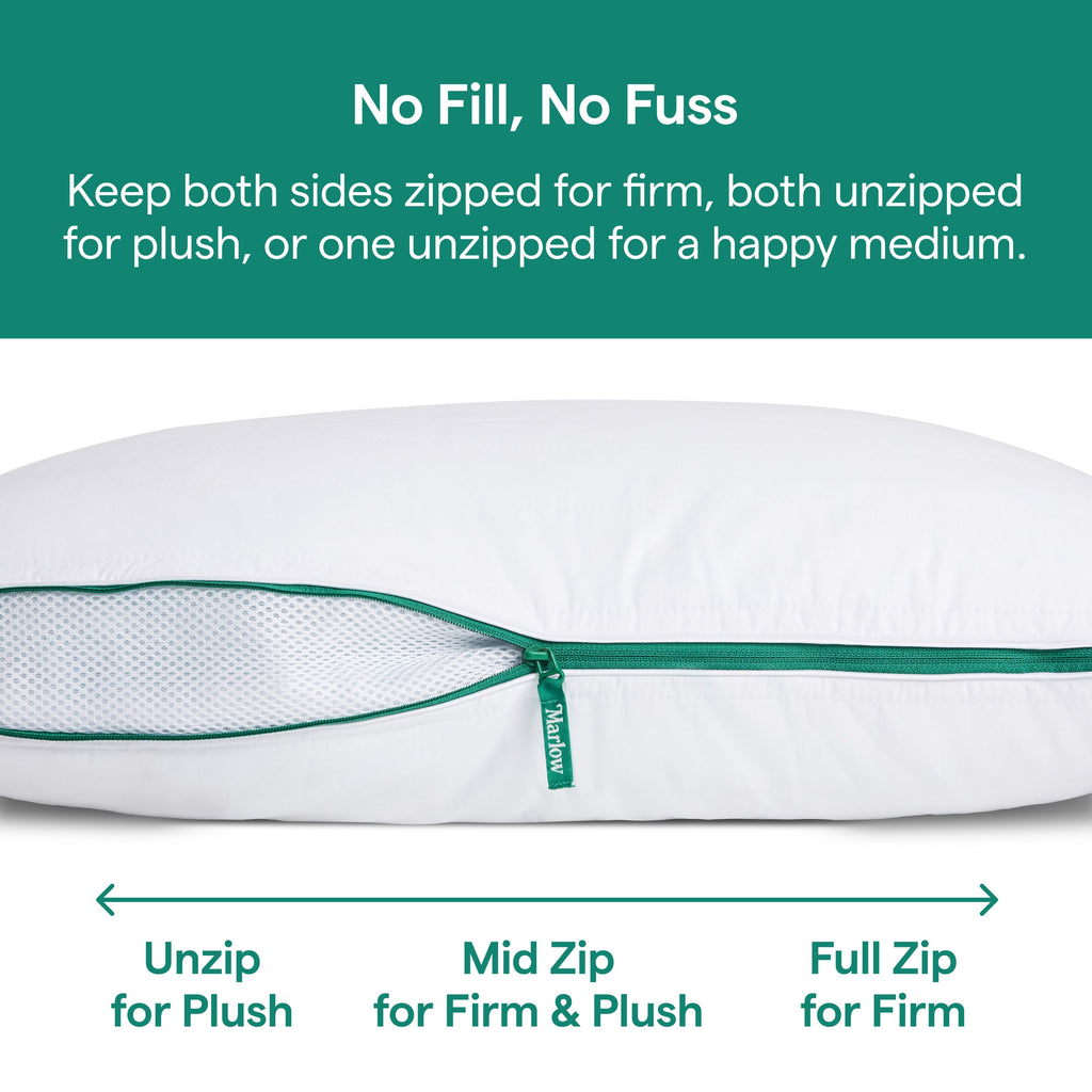 Decorative Plump Marlow Adjustable Memory Foam Bed Pillow - Neck and Back Support For Side, Back and Stomach Sleepers - Standard/Queen... - Hotel Quality Plush Sleeping Pillows Detail