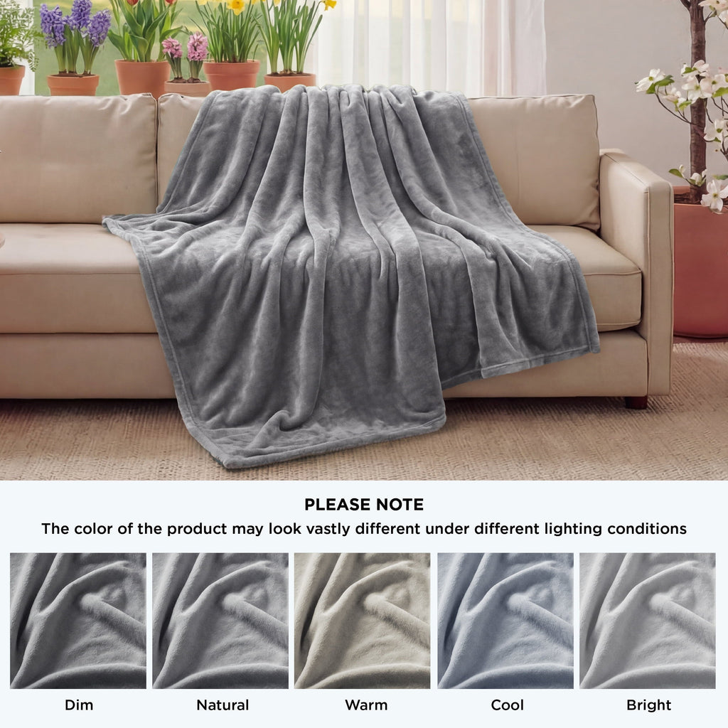 Decorative Knitted Fleece Throw Blanket for Couch Grey, Lightweight Plush Fuzzy Cozy Soft Blankets and Throws for Sofa, 50x60 inches - Lightweight Plush Warm Blanket for All Seasons Detail