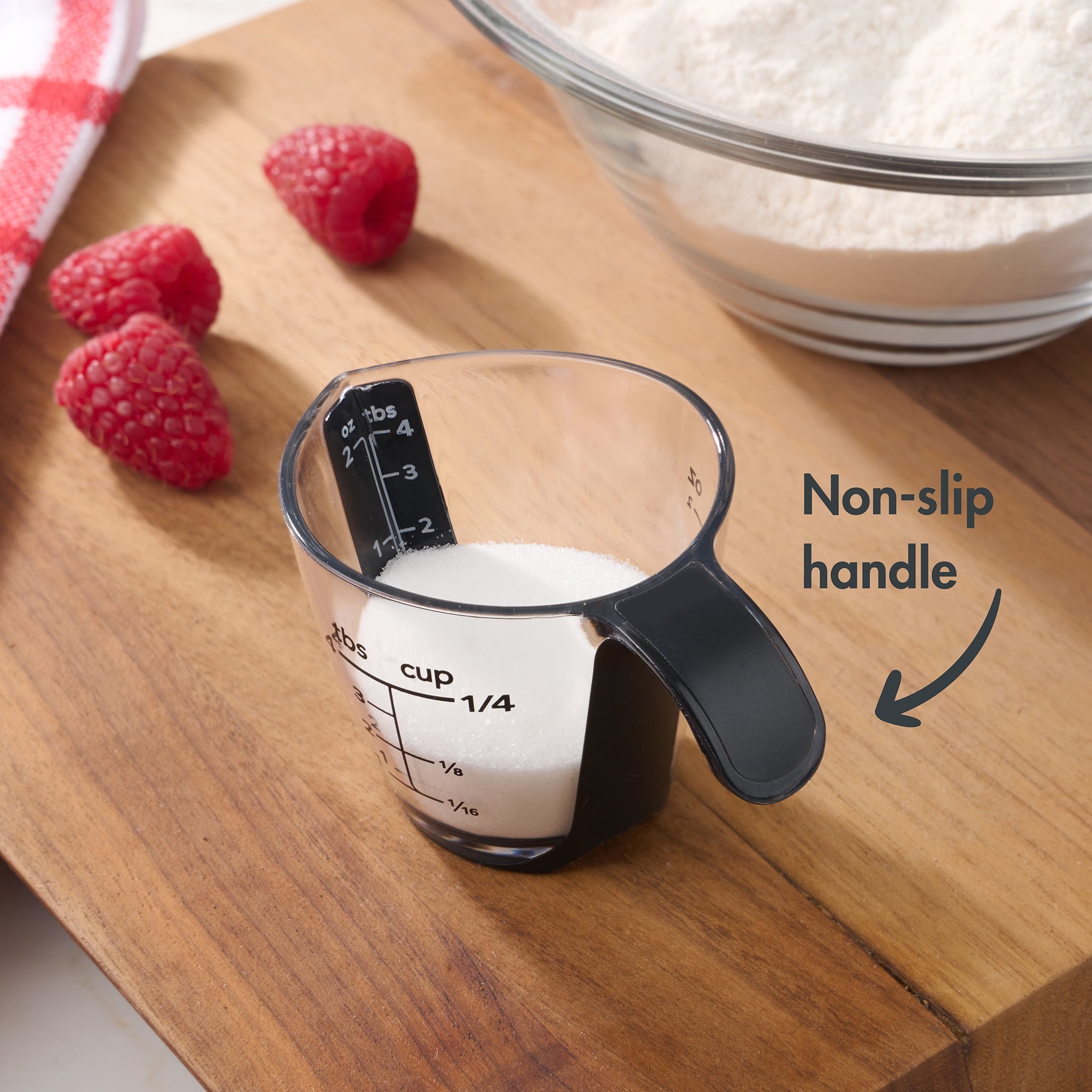 Innovative 1/4C Plastic Mini Measuring Cup, Black/Transparent - Premium Stainless Steel Garlic Presser & Peeler Detail