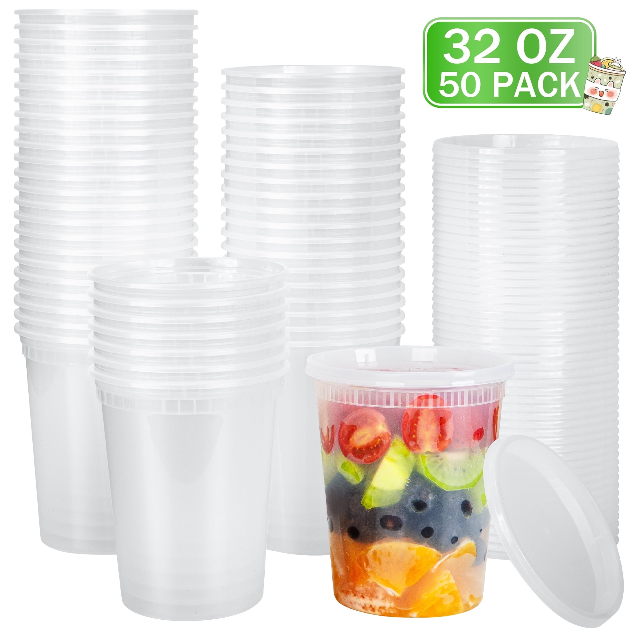 Fun Food Fidget 32oz Deli Containers with Lids 50 Sets, Food Storage Containers with Lids, Soup Containers with Lids, Stackable Plast... - Deliciously Soft Cupcake Sensory Glob - Default Title