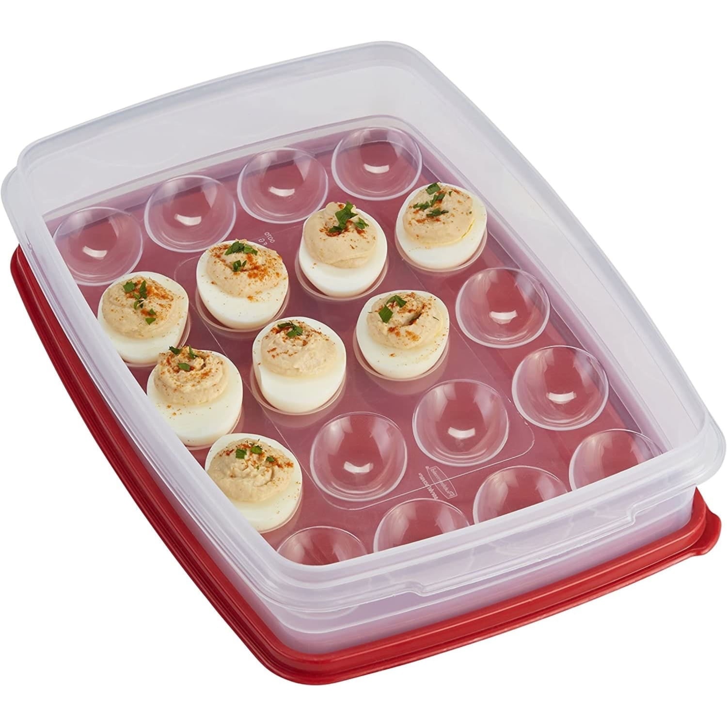 Playful Geometric Egg Keeper Food Storage Container, Clear/Red, 1 Count - Deliciously Soft Cupcake Sensory Glob Detail
