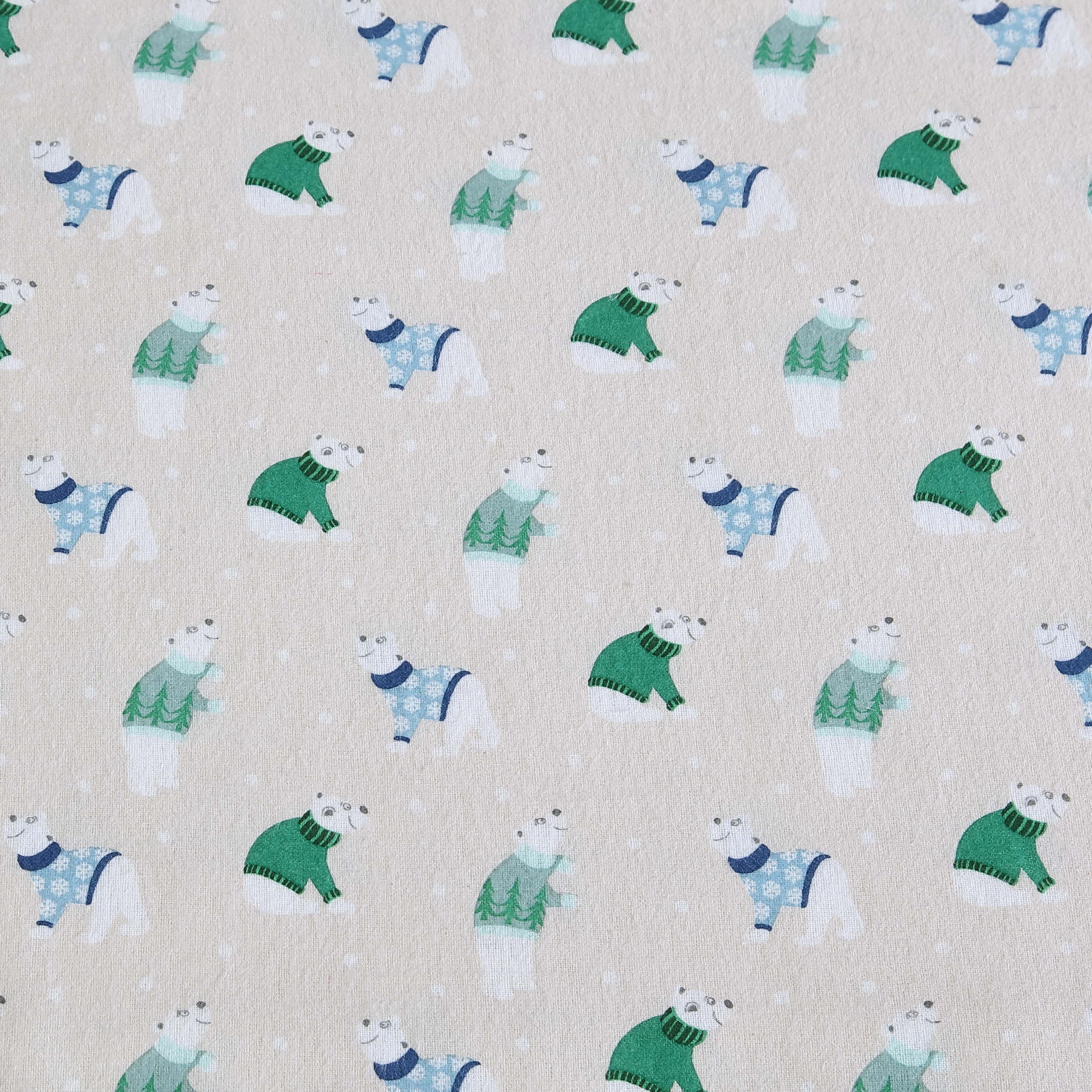 Wrinkle-Resistant Winter Nights Cotton Flannel Sheet Set, King, Holiday Bears - Breathable Egyptian Cotton Flat & Fitted Sheets Detail