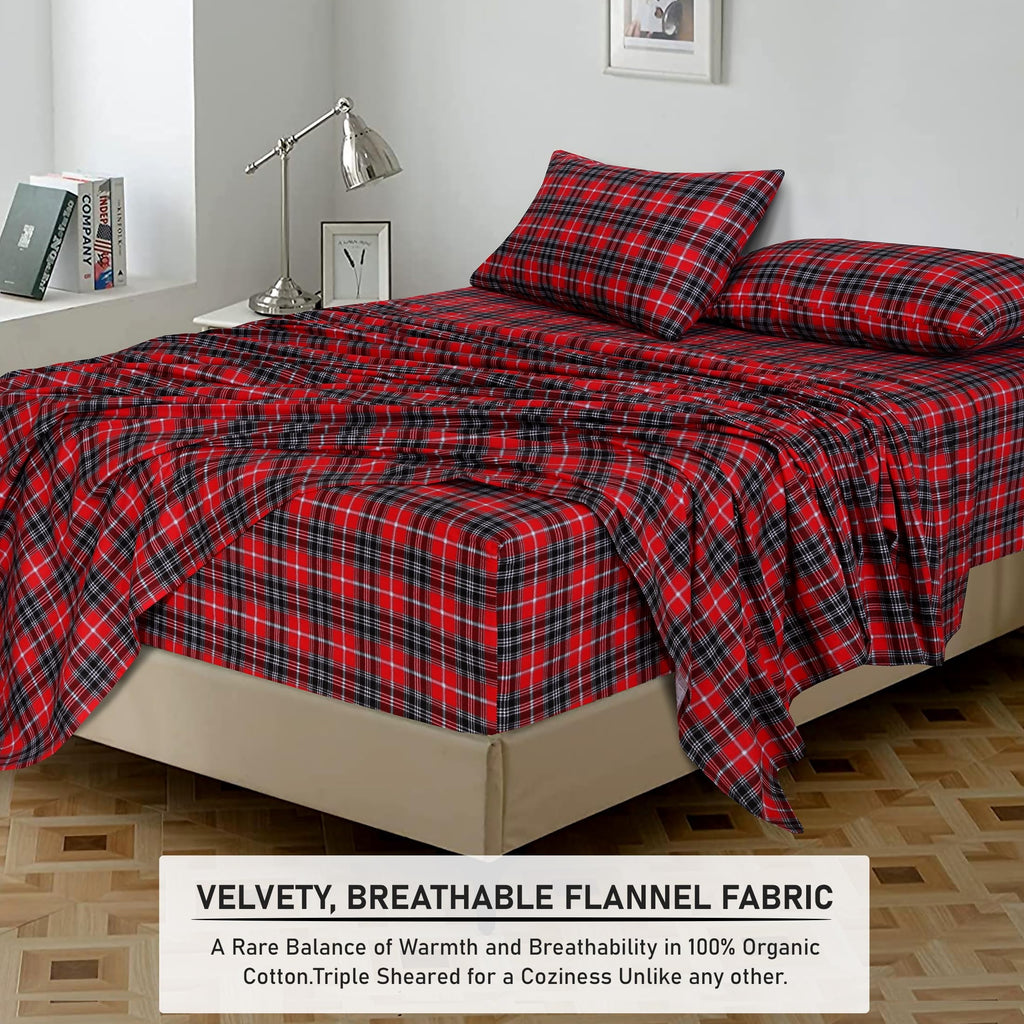 Breathable Luxury Flannel Sheets Queen Size - 100% Cotton Double Brushed Bed Sheets, Deep Pockets 16 Inches Queen Sheet Set, All Season... - Luxury Bed Sheet Set with Deep Pockets Detail