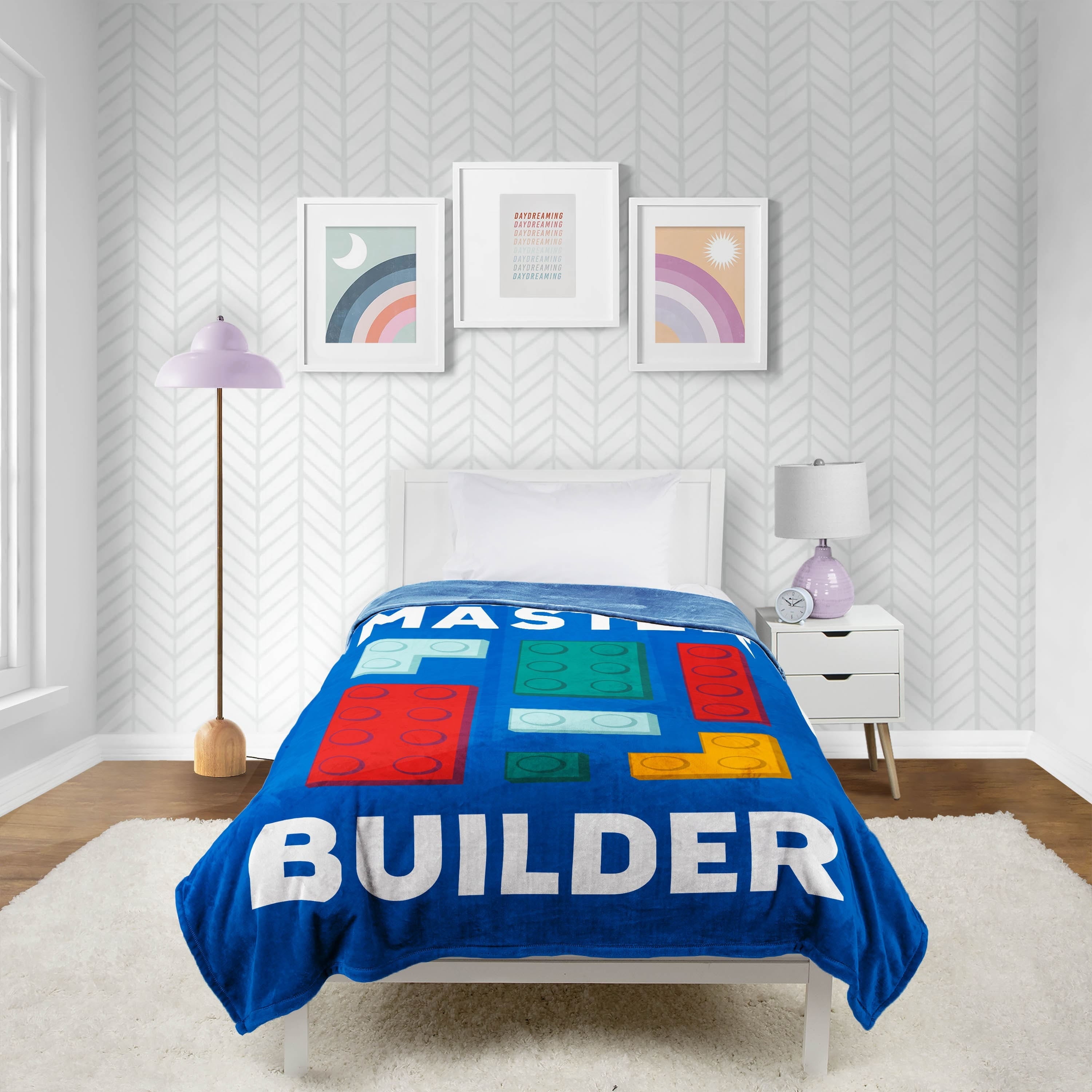 Lightweight Warm Master Builder Kids Blue Silk Touch Throw Blanket 62" x 90" Ultra-Soft and Cozy - Super Soft Reversible Sherpa Flannel Blanket - Default Title