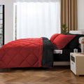 All-Season 7 Piece Reversible Queen Comforter Set - Red Quilted Down Alternative Bedding All Season Super Soft Microfiber Bed in... - Cloud-Like Soft Lightweight Bed Comforter - Default Title