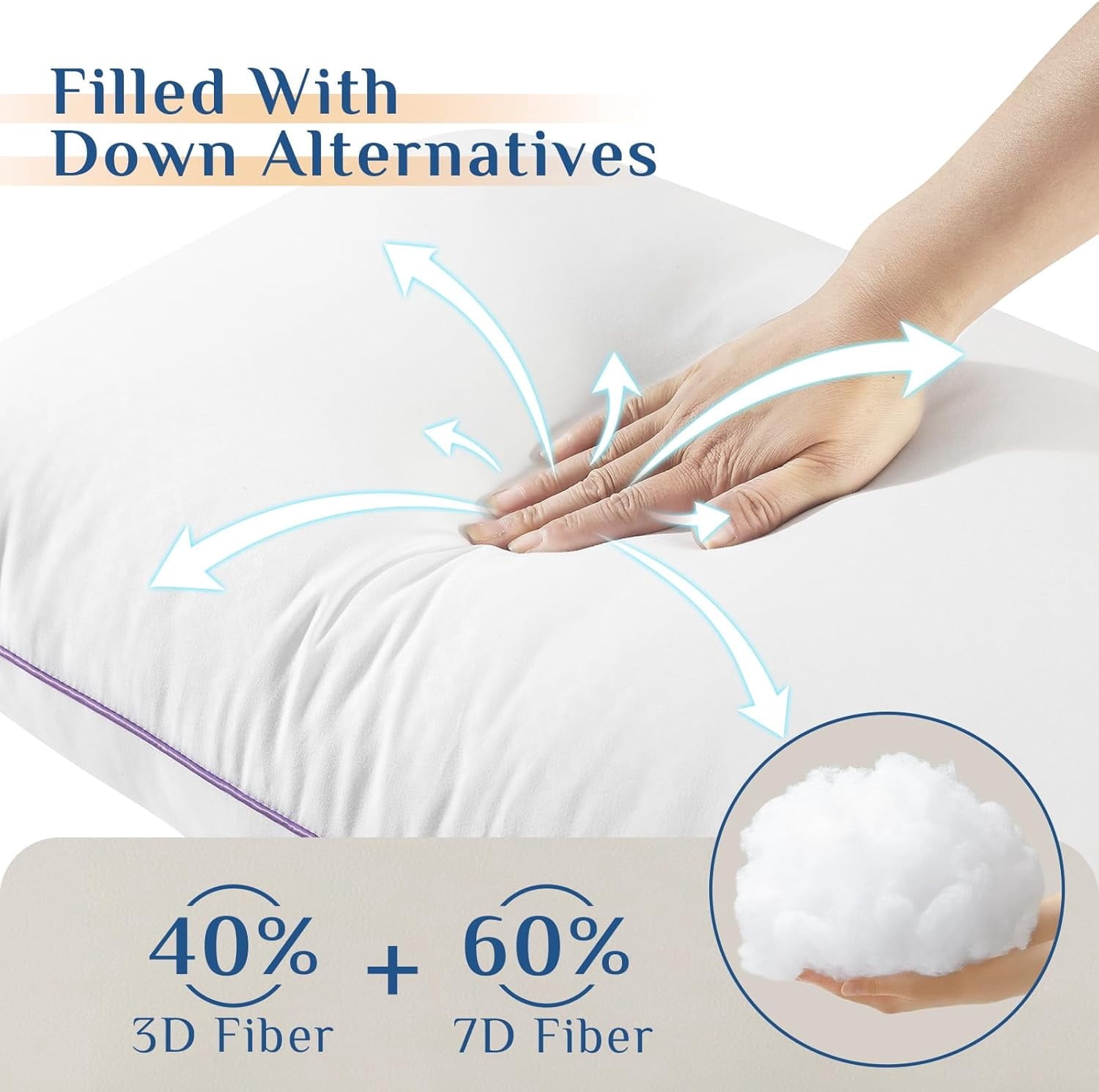Hotel Collection Set of 4, Cooling and Supportive Bed with Super Soft Down Alternative Fill, Luxury Fluffy Hotel Quality for Side, Bac... - Orthopedic Shredded Foam Bed Pillow Set Detail