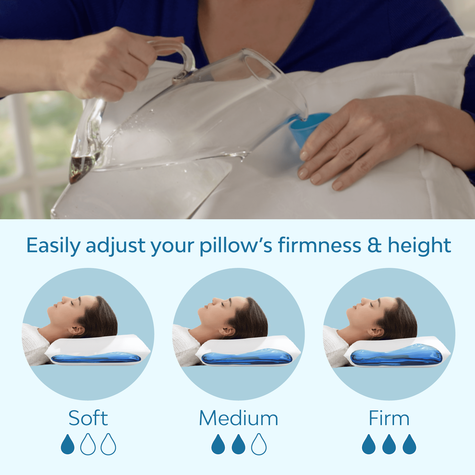 Decorative Plump Fiber Water Pillow: Adjustable Pillow for Neck Pain Relief, Pillow for Side, Back, and Stomach Sleepers, The Original... - Ergonomic Memory Foam Pillow for Neck Pain Support Detail