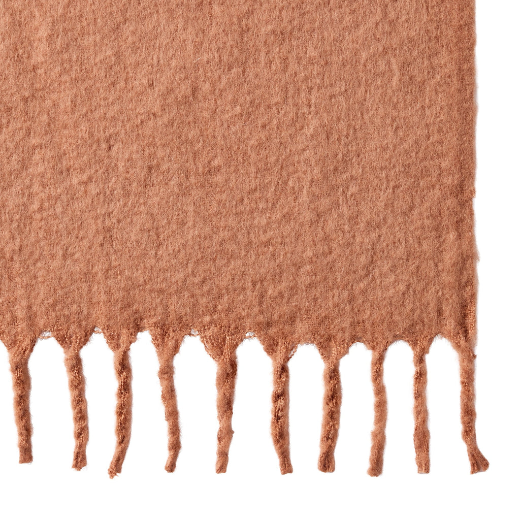Reversible Sherpa Faux Mohair Cozy Couch Throw Blanket Terracotta Clay, 50x72" - Luxury Knitted Decorative Throw Blanket with Fringes Detail