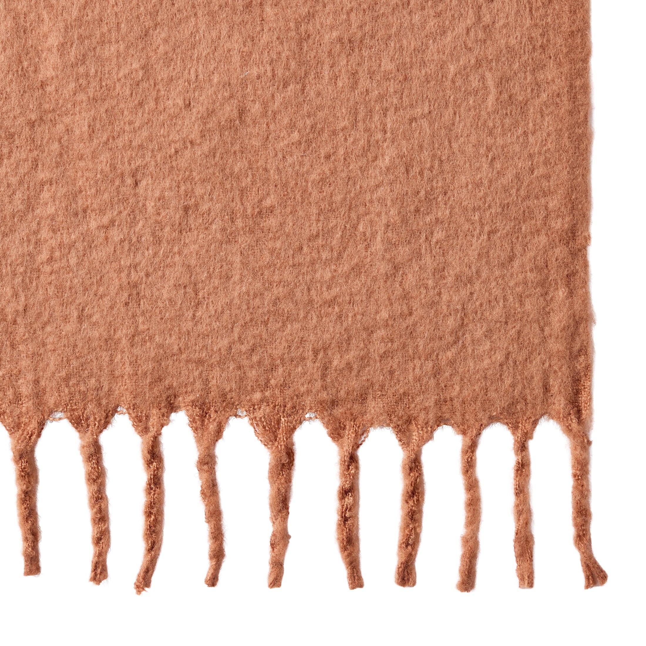 Reversible Sherpa Faux Mohair Cozy Couch Throw Blanket Terracotta Clay, 50x72" - Luxury Knitted Decorative Throw Blanket with Fringes Detail