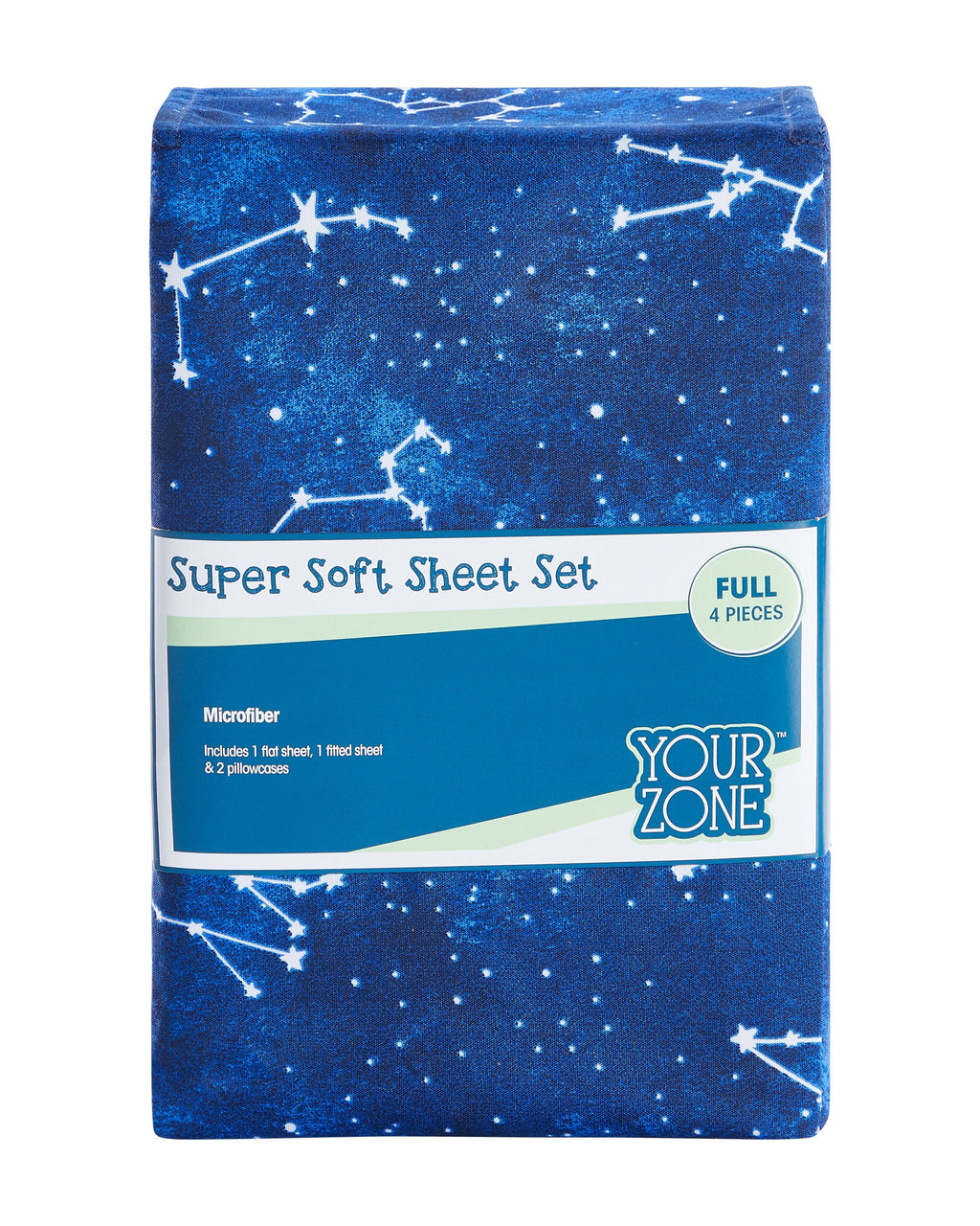 Cooling Sateen Kids Soft Microfiber Sheet Set, Navy Blue Stars, Full, 4 Pieces, Easy Care - Cooling Hotel Quality Bedding Sheets and Pillowcases Detail
