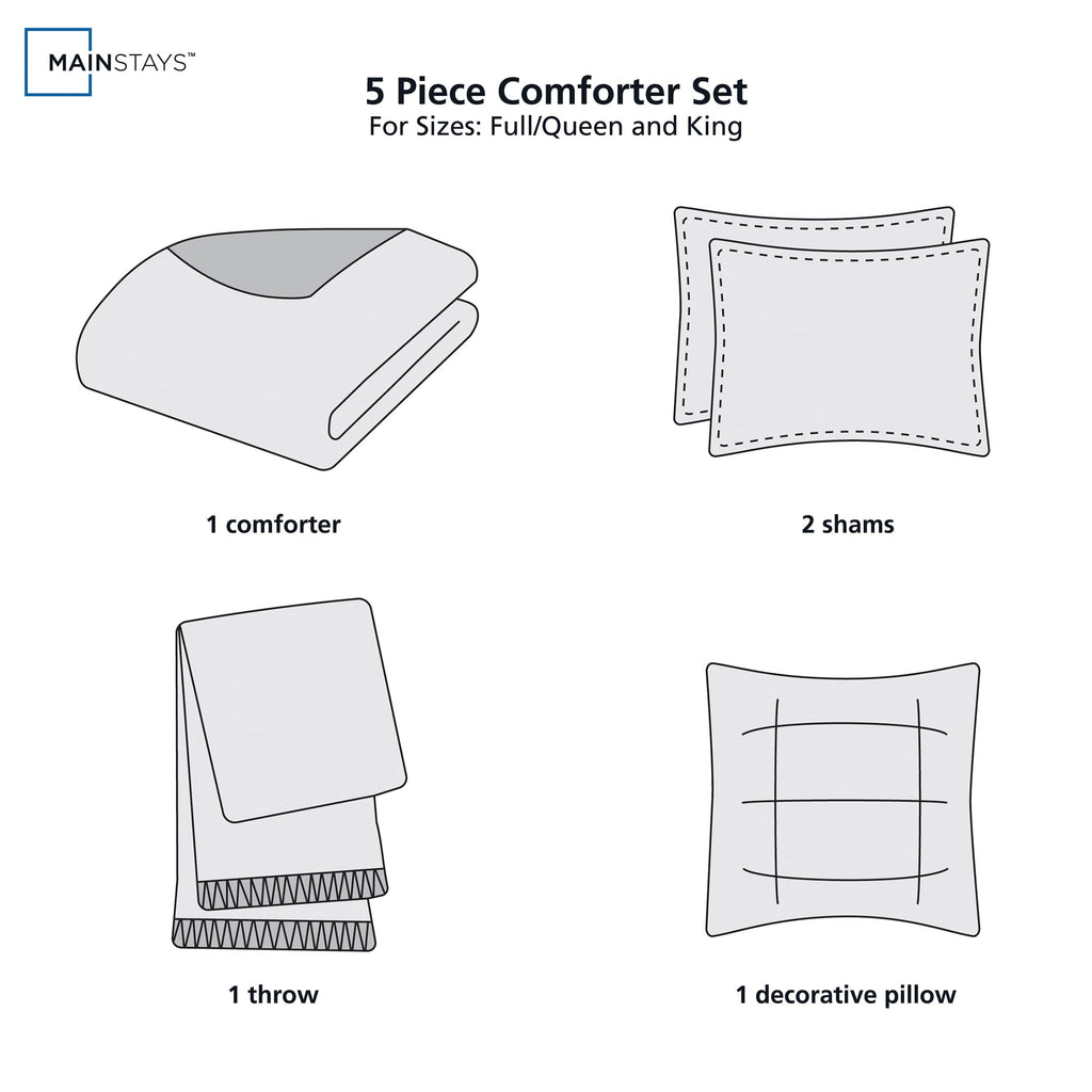 Hypoallergenic Cloud 5-Piece Papyrus Beige Waffle Comforter Set, Full/Queen - Hypoallergenic Ultra-Fluffy Quilt for Winter Detail