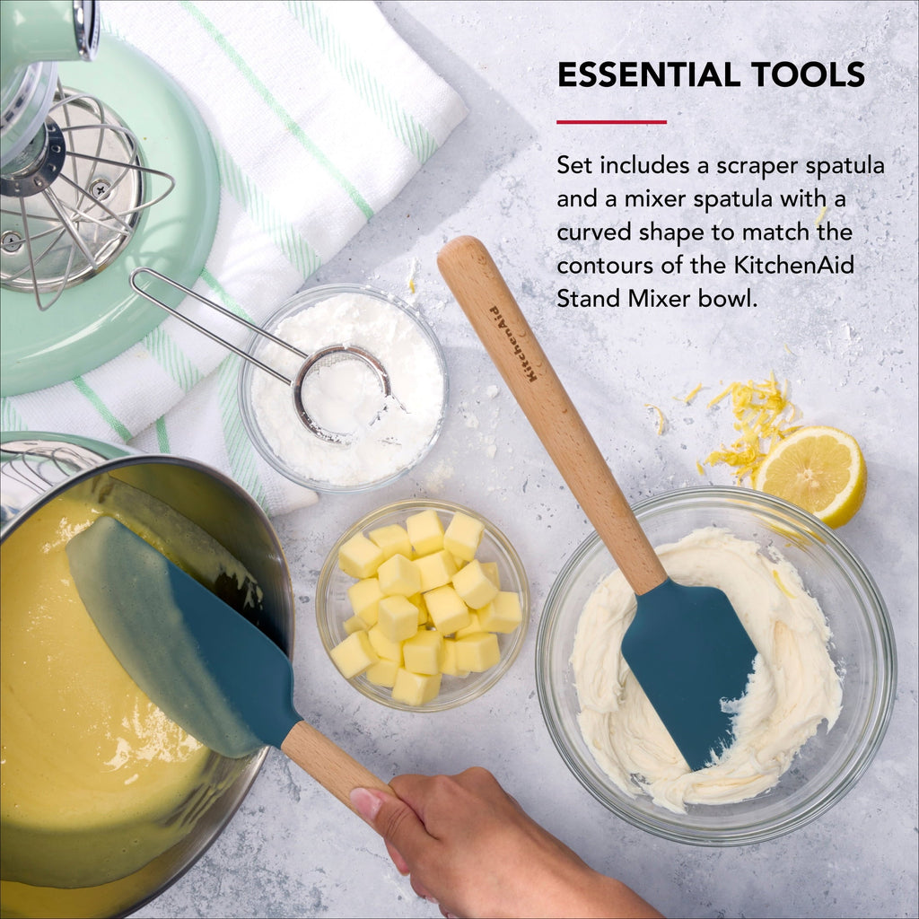 Professional Grade 2-Piece Silicone Mixing Spatula and Scraper Set for Cooking, Agave - High-Precision Culinary Tool for Baking & Cooking Detail