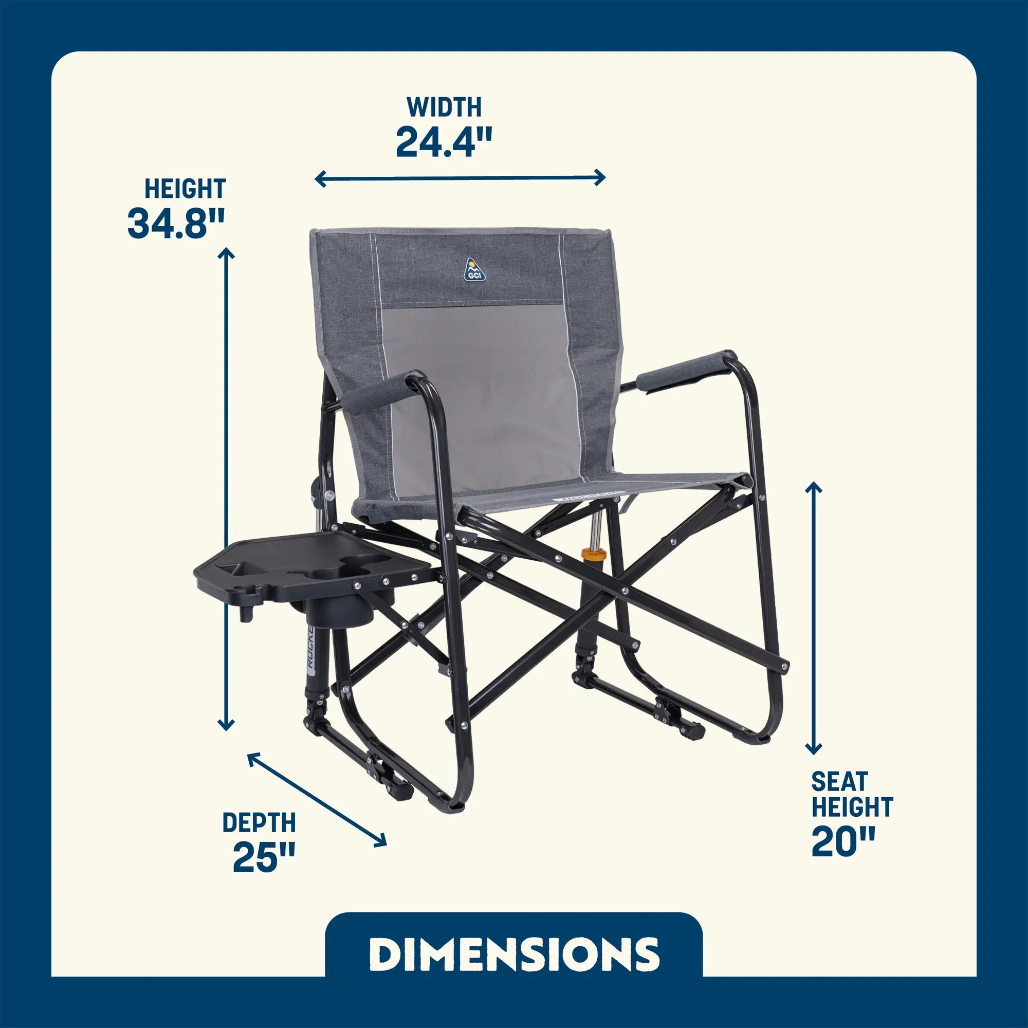 Patented Spring-Action Freestyle Rocker with Side Table - Choice 853 - RoadTrip Rocker Smooth Motion Camp Chair Detail