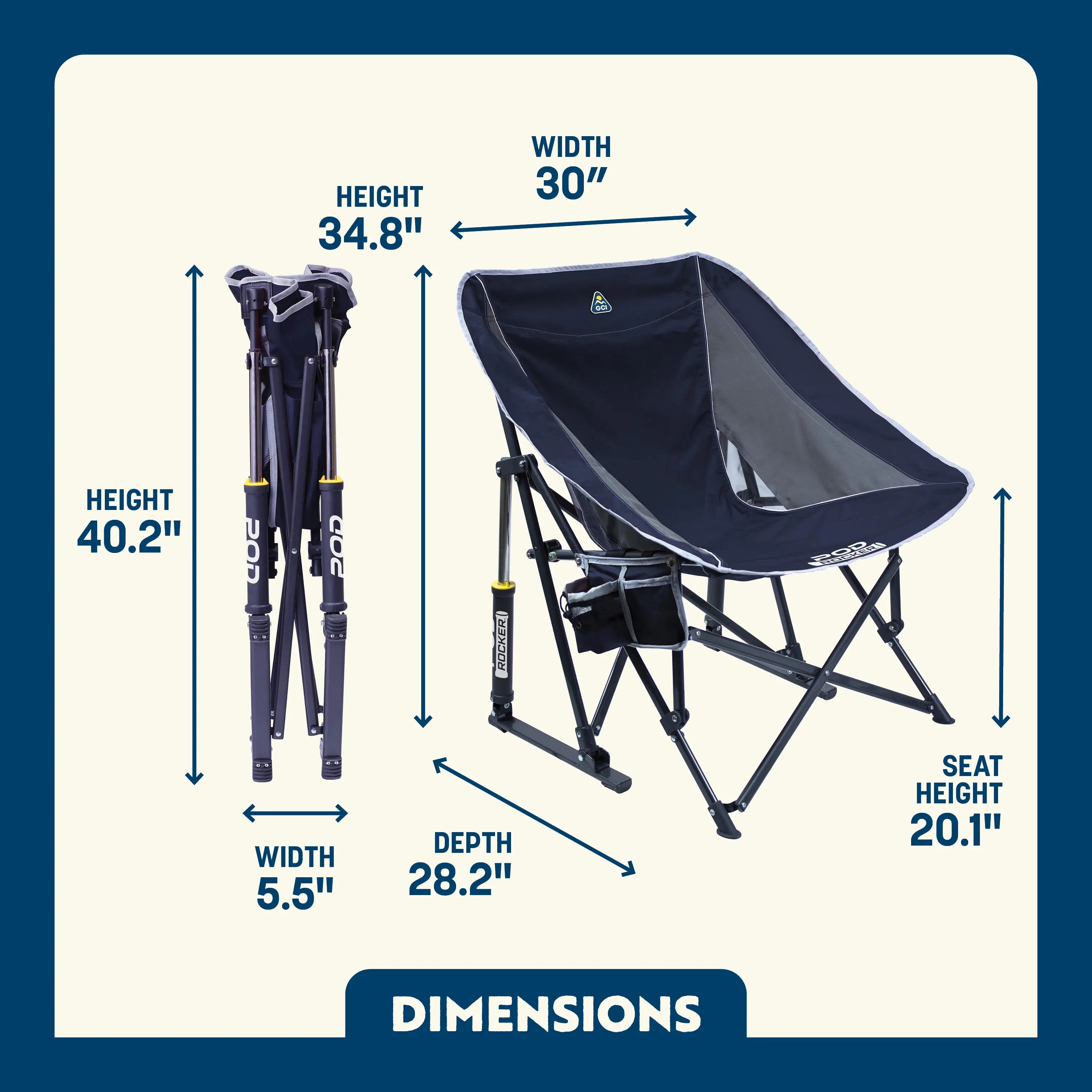 Heavy-Duty Freestyle Pod Rocker - Choice 933 - Patented Spring-Action Rocking Chair for Camping Detail