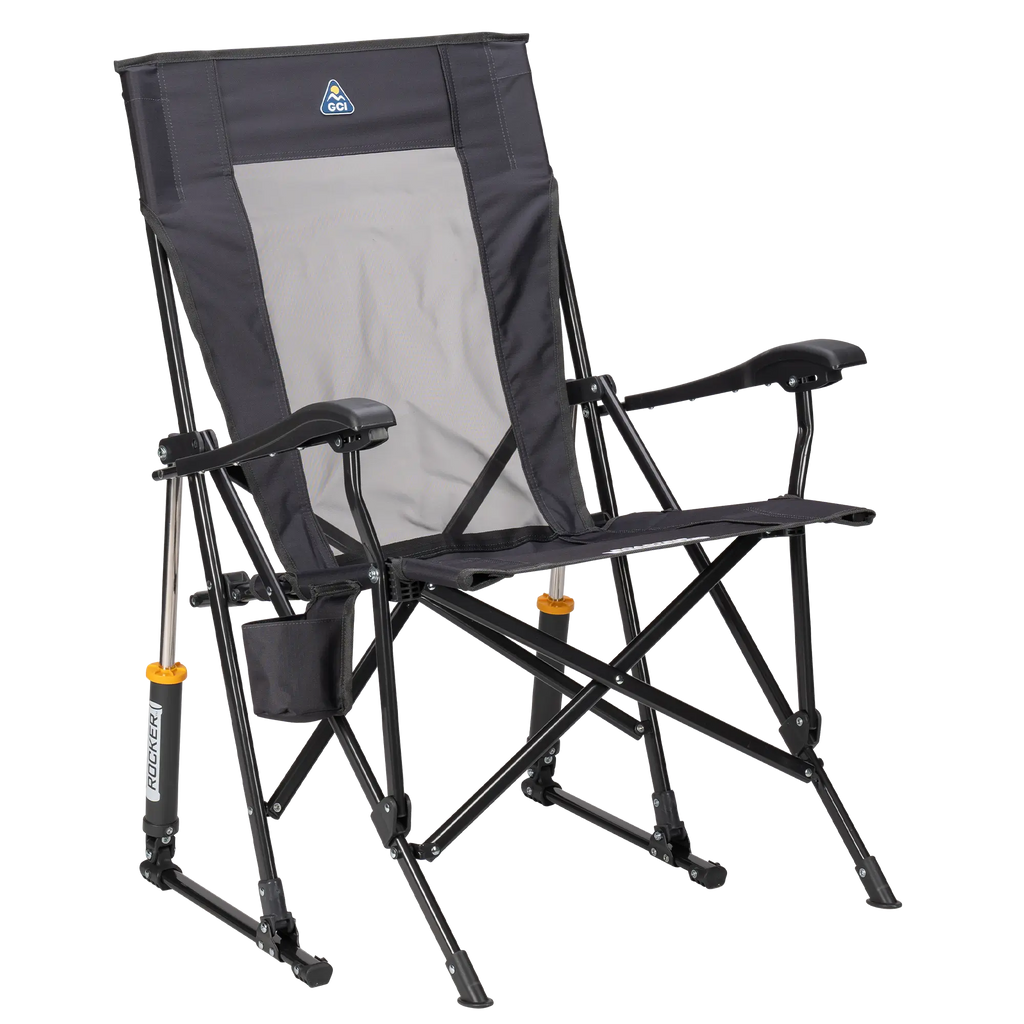 Luxury Camp RoadTrip Rocker - Choice 855 - Patented Spring-Action Rocking Chair for Camping - Dark Charcoal