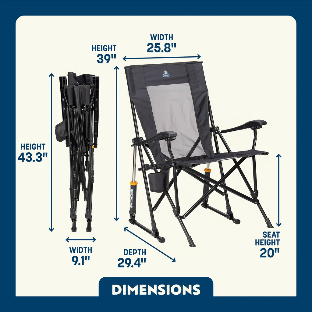 Luxury Camp RoadTrip Rocker - Choice 855 - Patented Spring-Action Rocking Chair for Camping Detail