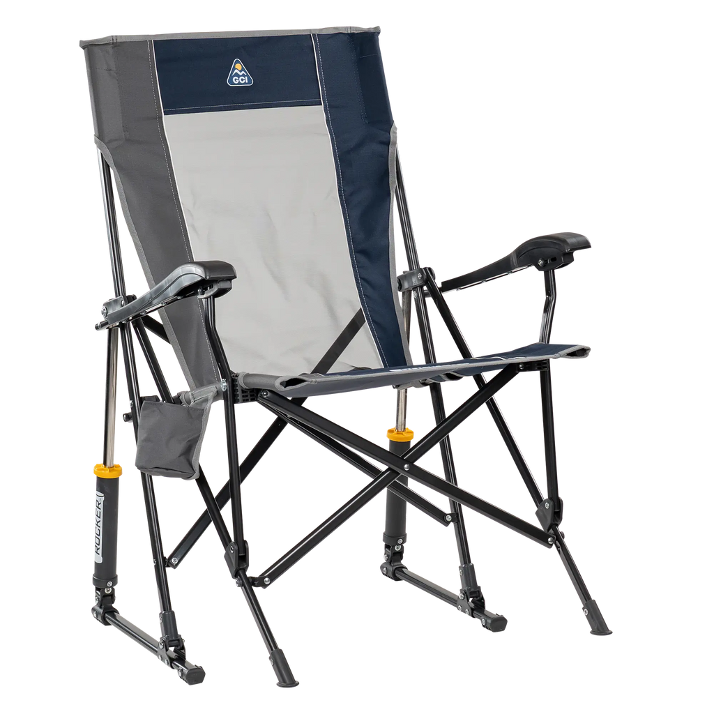 Luxury Camp RoadTrip Rocker - Choice 855 - Patented Spring-Action Rocking Chair for Camping - Indigo