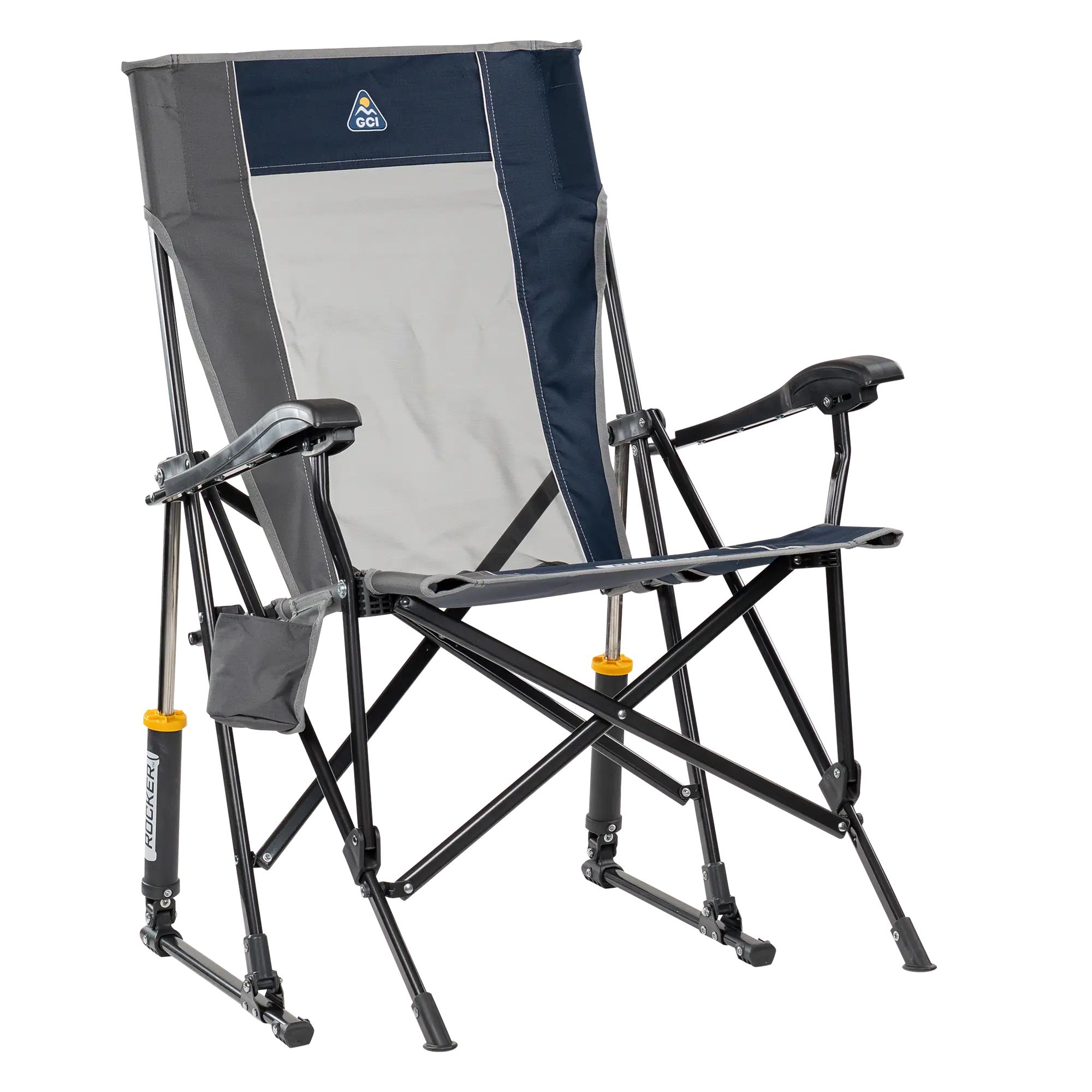 Luxury Camp RoadTrip Rocker - Choice 855 - Patented Spring-Action Rocking Chair for Camping - Indigo