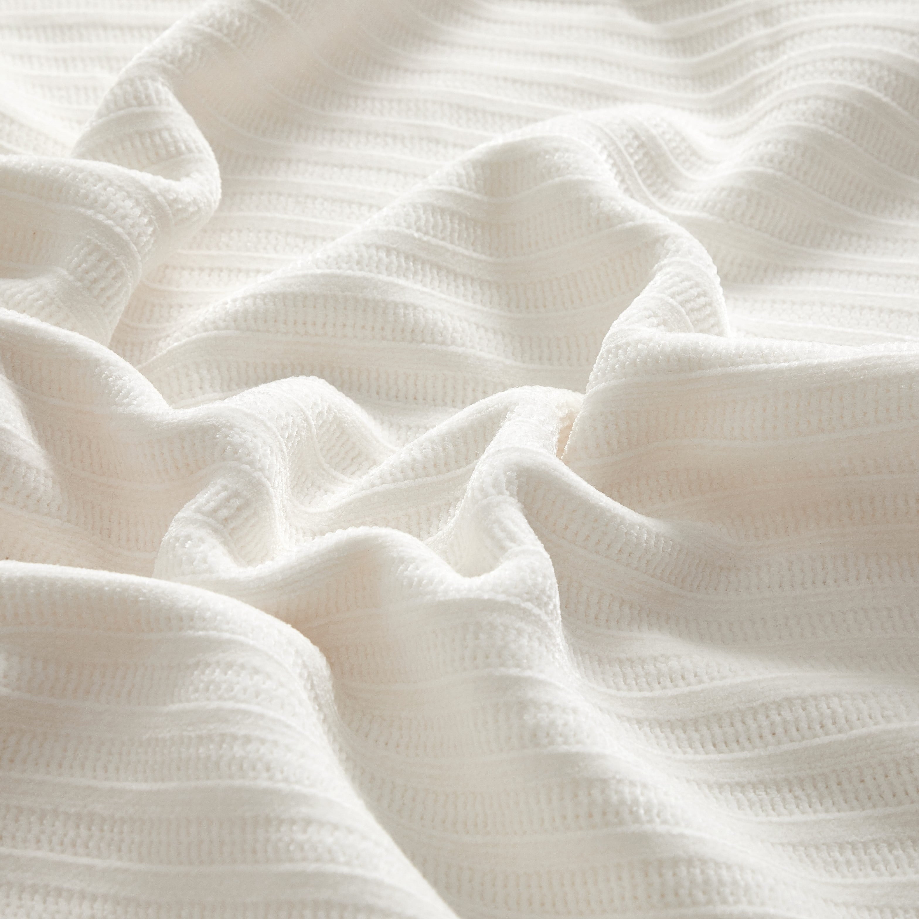 Reversible Sherpa Cozy Chenille Reverse to Plush Soft Couch Throw, Vanilla Dream, Standard Size - Luxury Knitted Decorative Throw Blanket with Fringes Detail