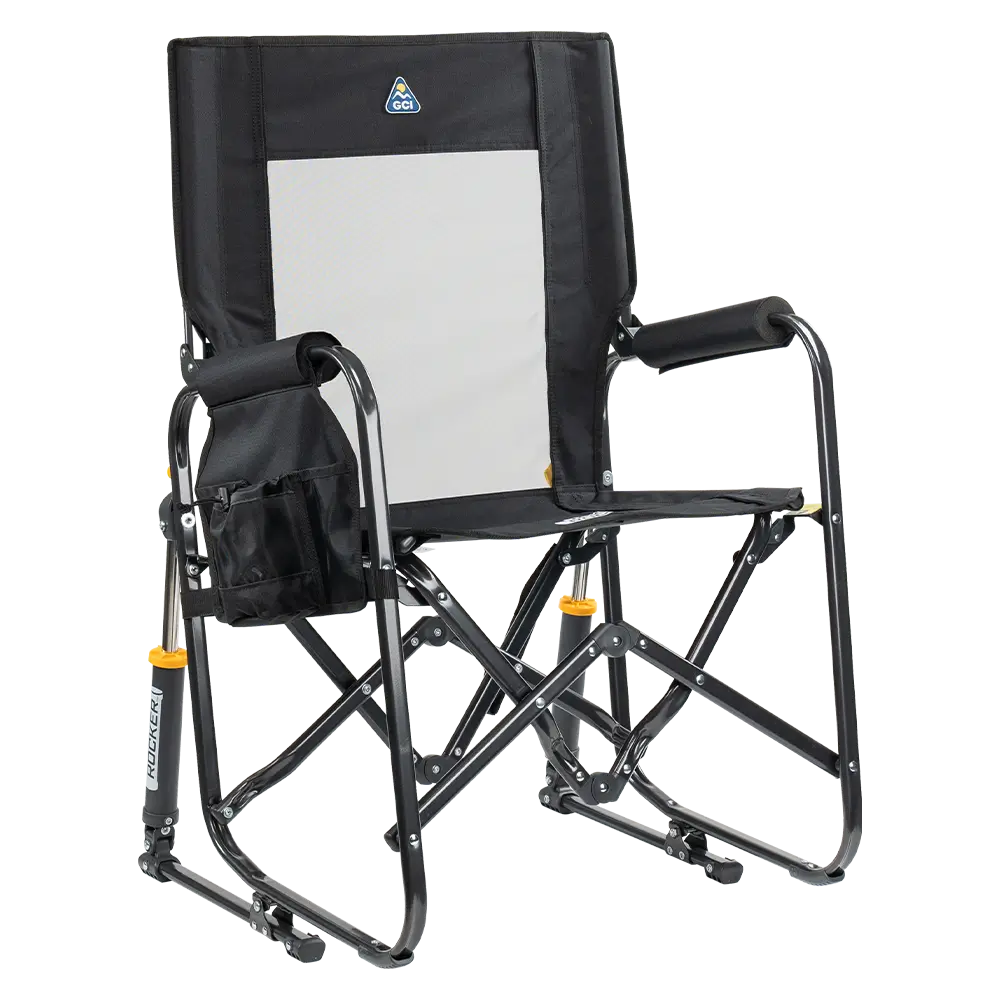 Smooth Motion Stowaway Rocker - Choice 794 - Heavy-Duty Kickback Rocker with Beverage Holder - Black