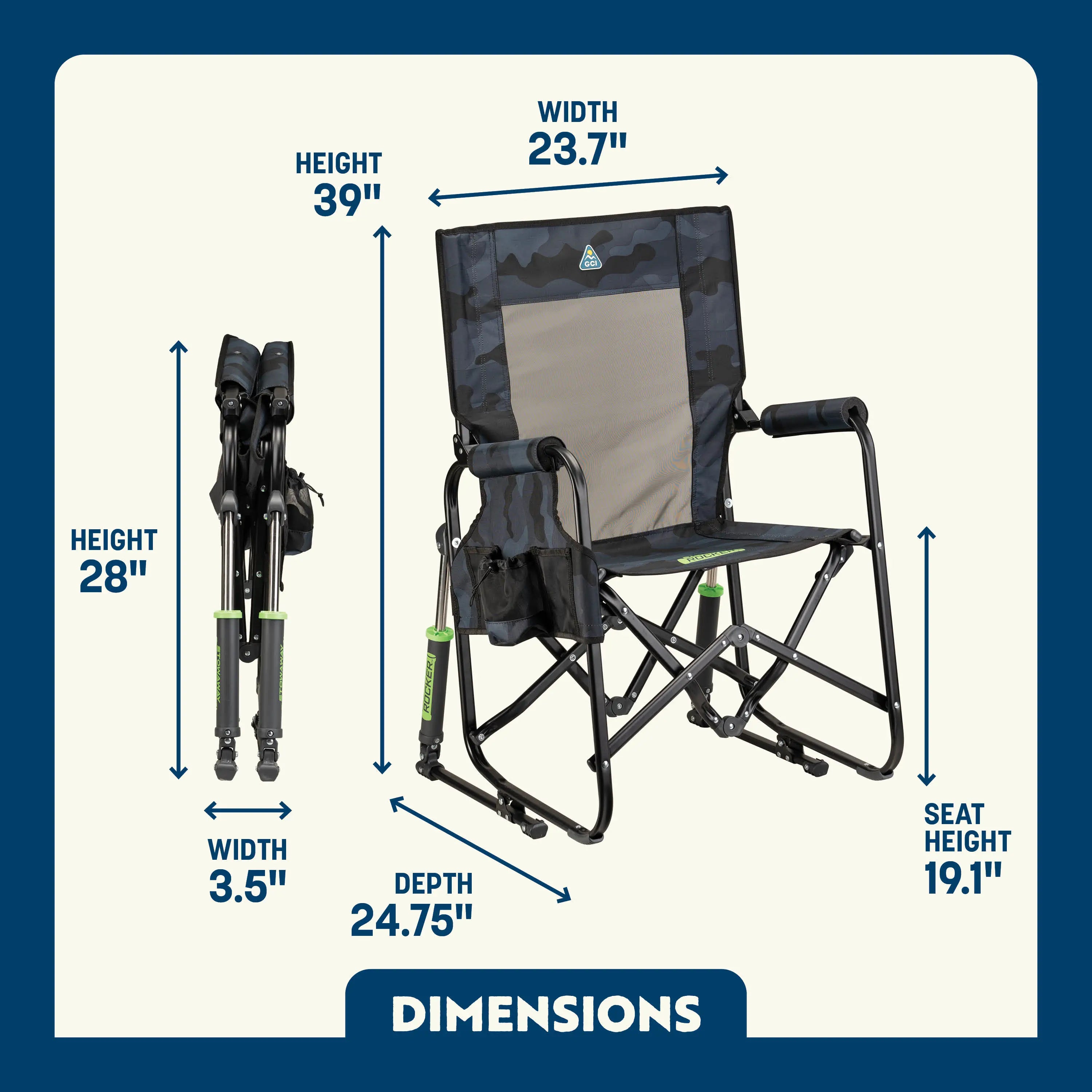 Smooth Motion Stowaway Rocker - Choice 794 - Heavy-Duty Kickback Rocker with Beverage Holder Detail