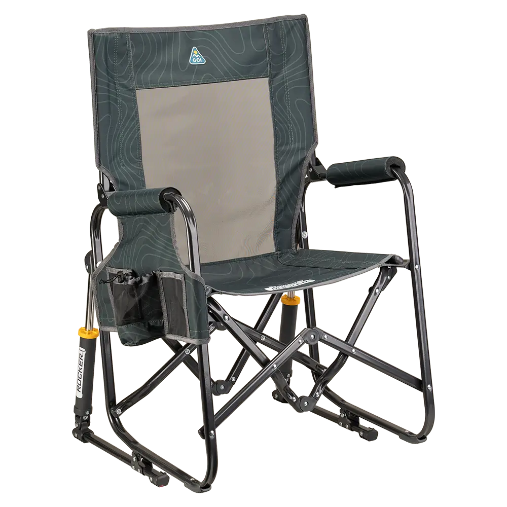 Smooth Motion Stowaway Rocker - Choice 794 - Heavy-Duty Kickback Rocker with Beverage Holder - Hunter Topo