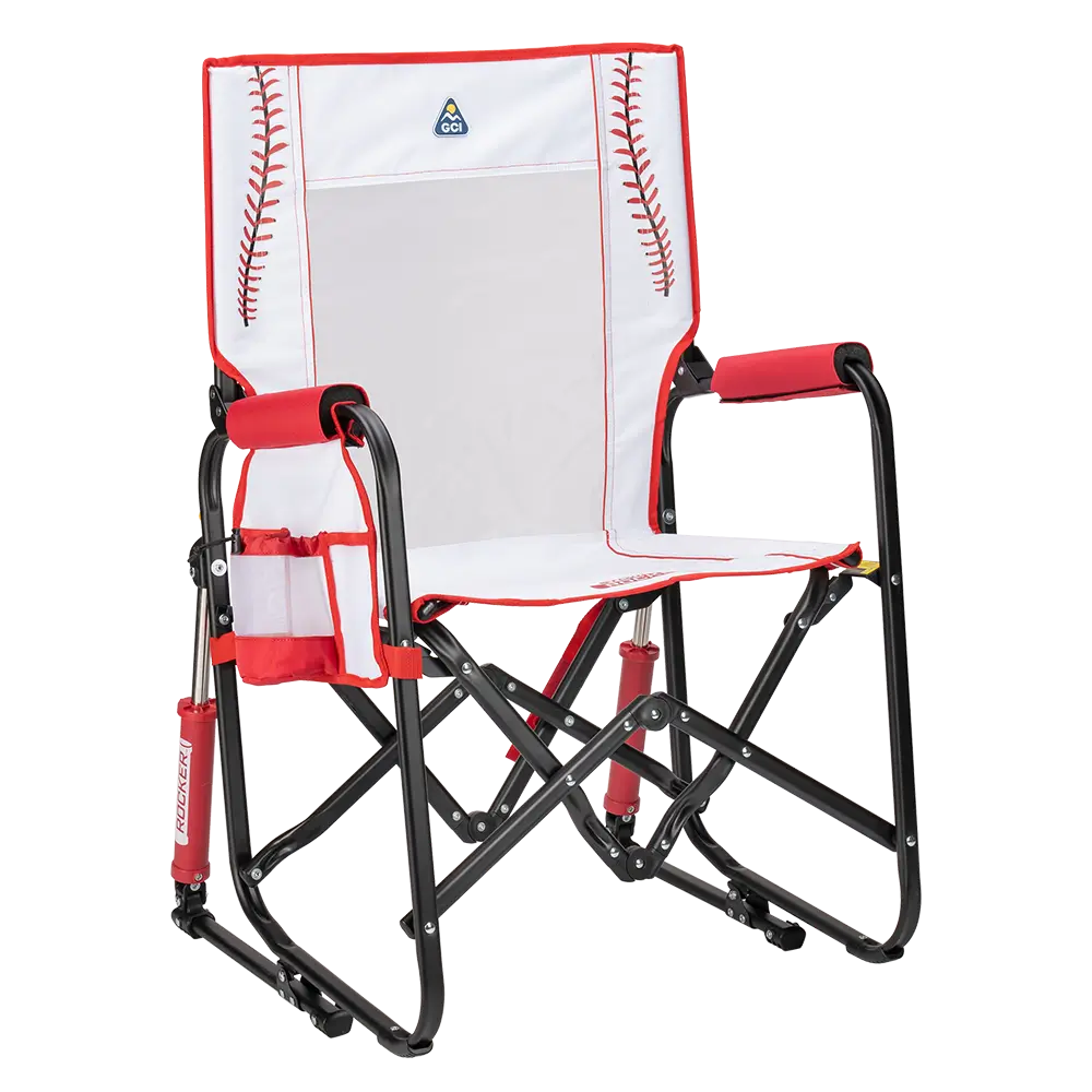 Smooth Motion Stowaway Rocker - Choice 794 - Heavy-Duty Kickback Rocker with Beverage Holder - Baseball