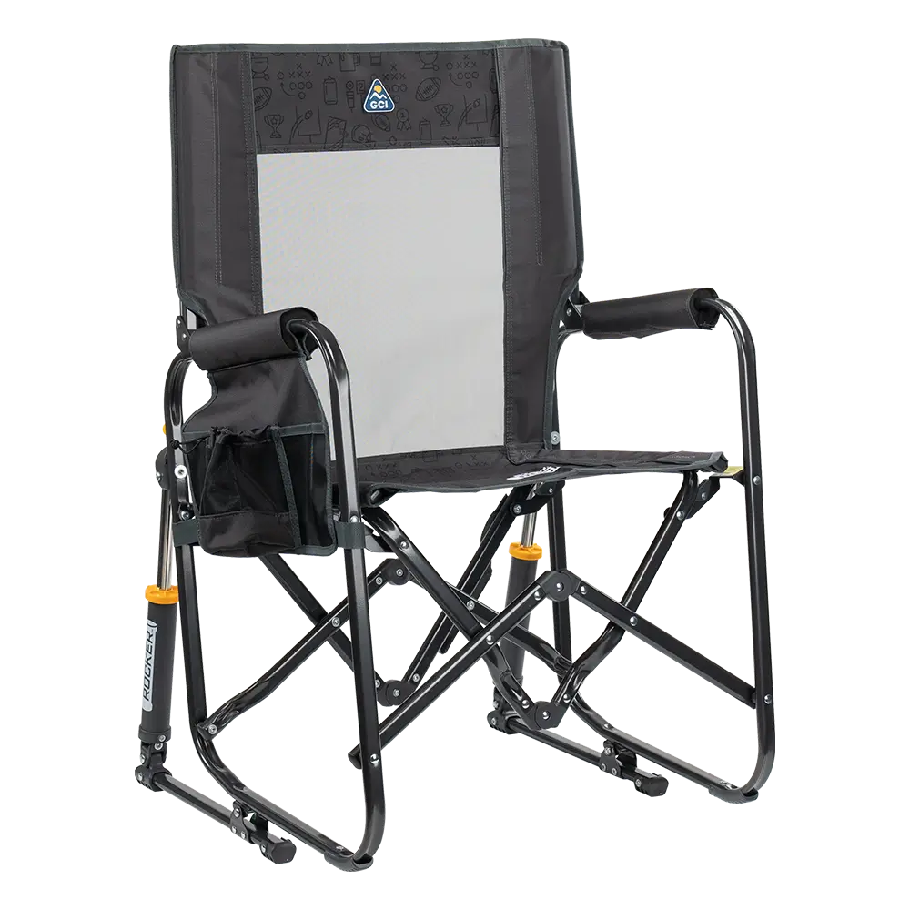 Smooth Motion Stowaway Rocker - Choice 794 - Heavy-Duty Kickback Rocker with Beverage Holder - Tailgater Dark Charcoal