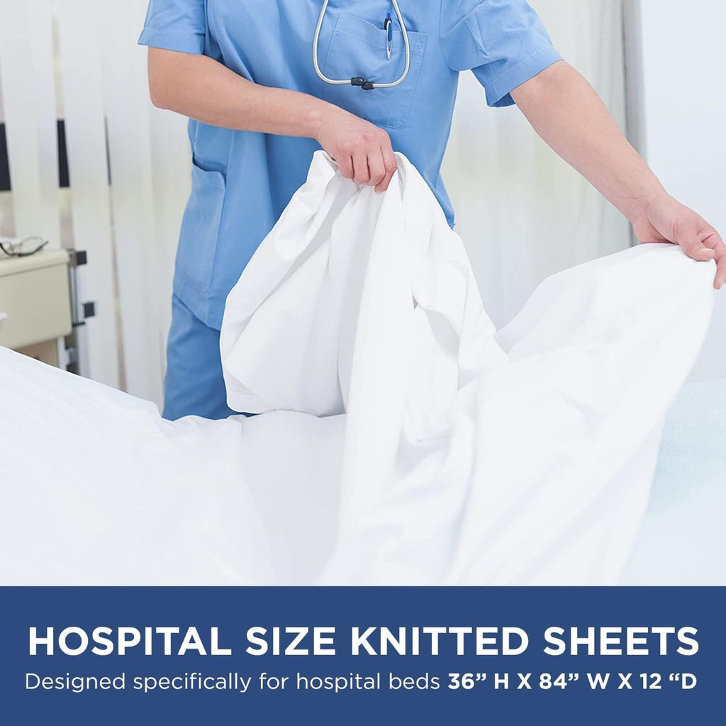 Breathable Luxury 2 Pack Fitted Hospital Bed Sheets with Elastic All Around for a Perfect Fit - Cotton Rich Soft Knitted Jersey Sheet, ... - Premium Ultra-Soft Pillowcase Pair for Sleeping Detail