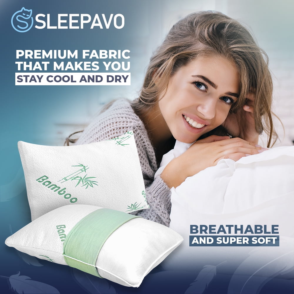 Orthopedic Support Memory Foam Pillows Queen Size Set of 2 - Cooling Bed Pillows for Sleeping - Back, Stomach, Side Sleeper Soft, Comfy ... - Hotel Quality Plush Sleeping Pillows Detail