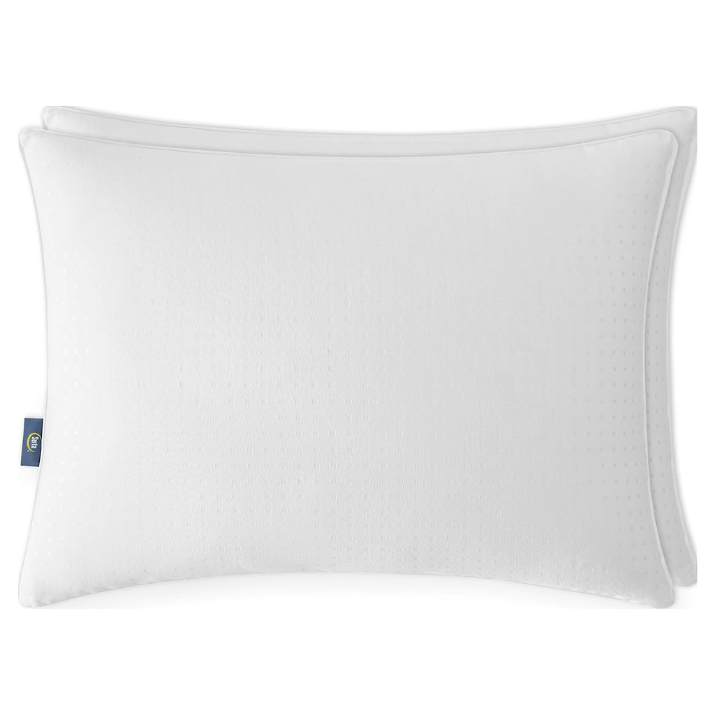 Decorative Plump pedic No-Go-Flat Bed Pillow, Standard/Queen, 2 Pack - Ergonomic Memory Foam Pillow for Neck Pain Support Detail