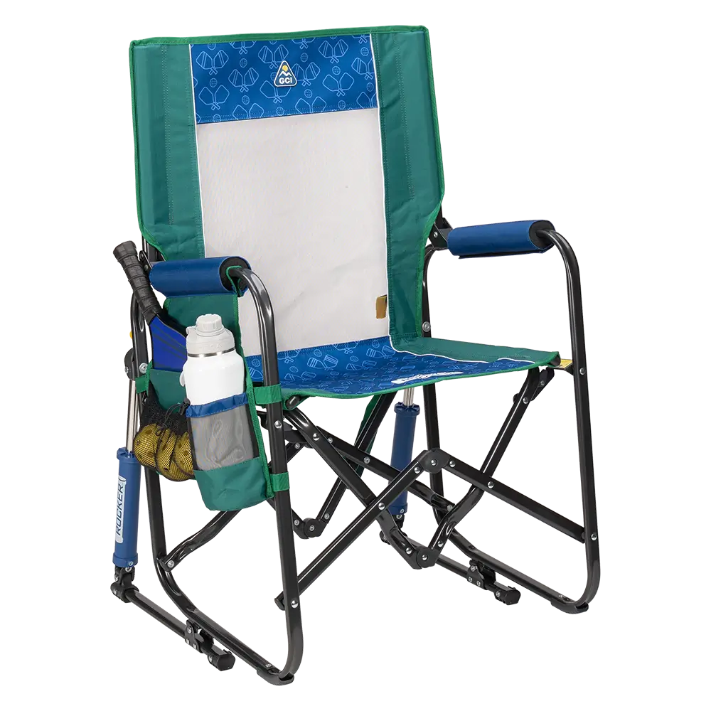 Smooth Motion Stowaway Rocker - Choice 794 - Heavy-Duty Kickback Rocker with Beverage Holder - Pickleball Green