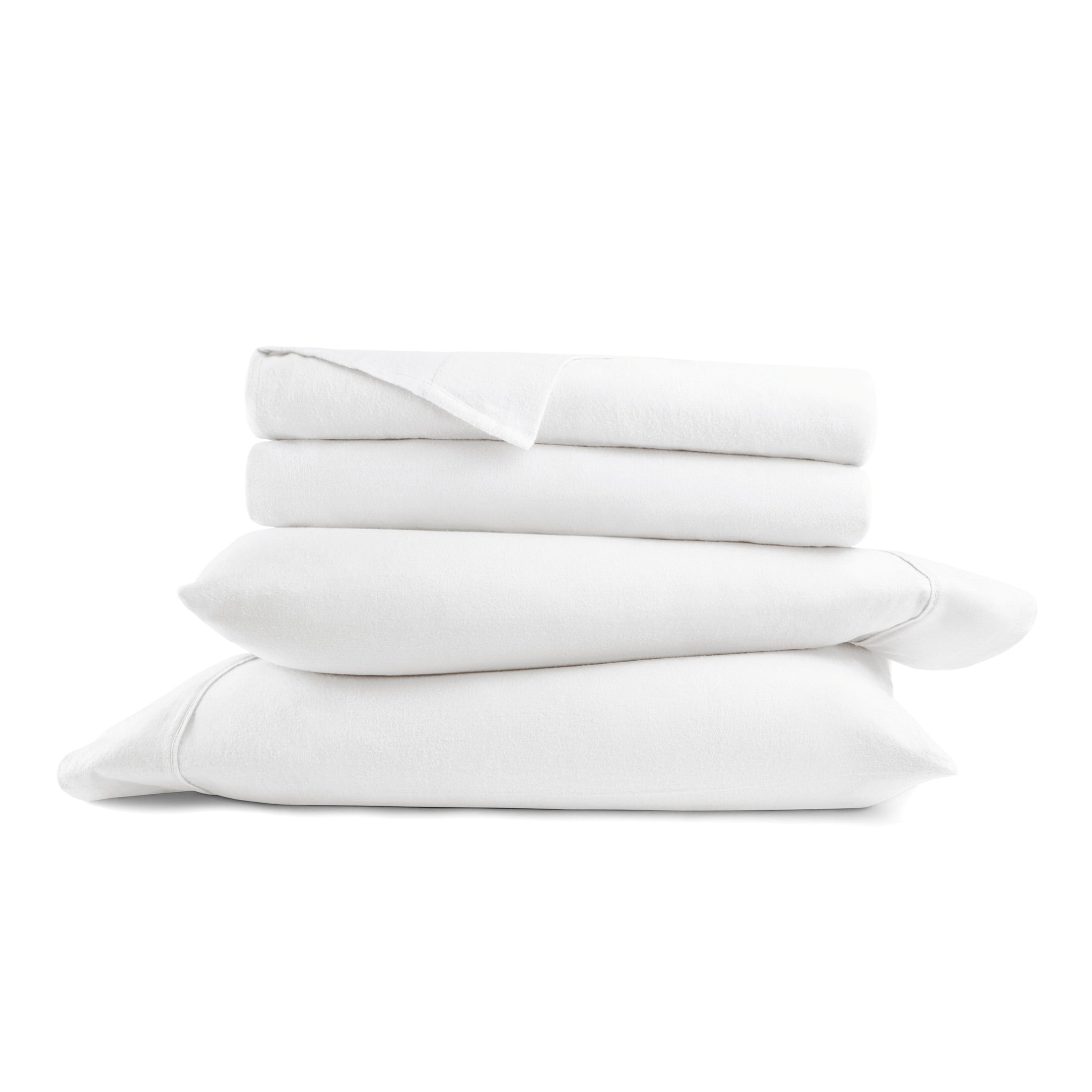 Cooling Sateen 100% Cotton Flannel Bed Sheets Set for Full Size Bedding in White - Premium Ultra-Soft Pillowcase Pair for Sleeping Detail