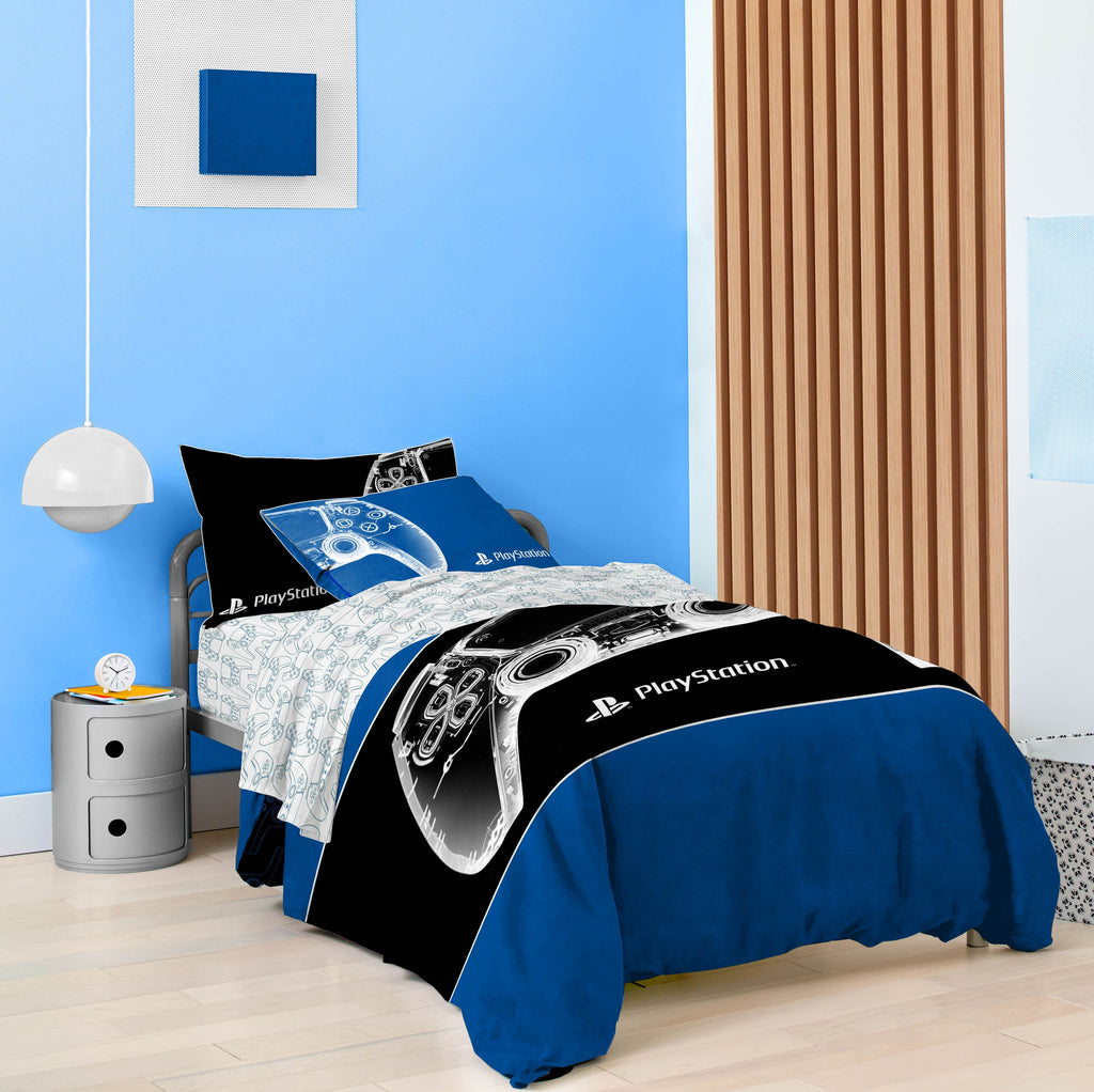 Fluffy Down Alternative X-Ray Kids 2 Piece Blue Reversible Comforter and Pillowcase Set, Twin/Full - Hypoallergenic Ultra-Fluffy Quilt for Winter Detail
