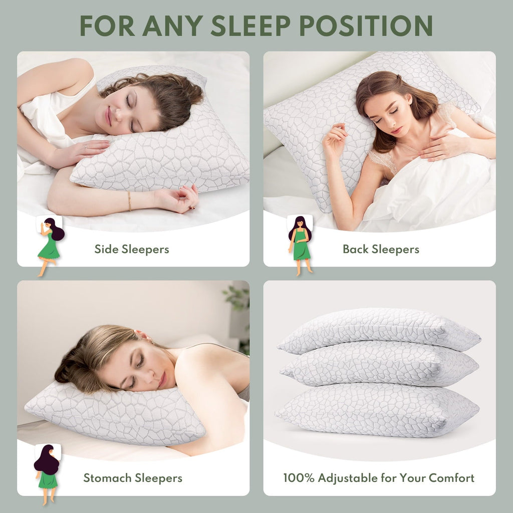 Ergonomic Memory Foam Cooling Memory Foam Queen Pillows for bed 2 Pack,Adjustable Support & Heat Dissipation Tech for Side,Back,Stomach & H... - Decorative Throw Pillow Cushion for Sofa & Bed Detail