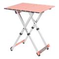 Portable Staging Compact Camp Table 20 - Choice 513 - Slim-Fold Outdoor Cook Station with Storage Shelves - Coral