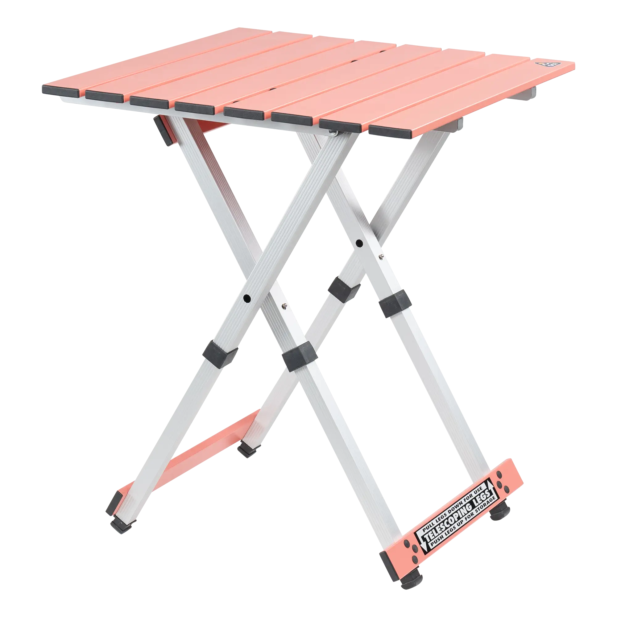 Portable Staging Compact Camp Table 20 - Choice 513 - Slim-Fold Outdoor Cook Station with Storage Shelves - Coral
