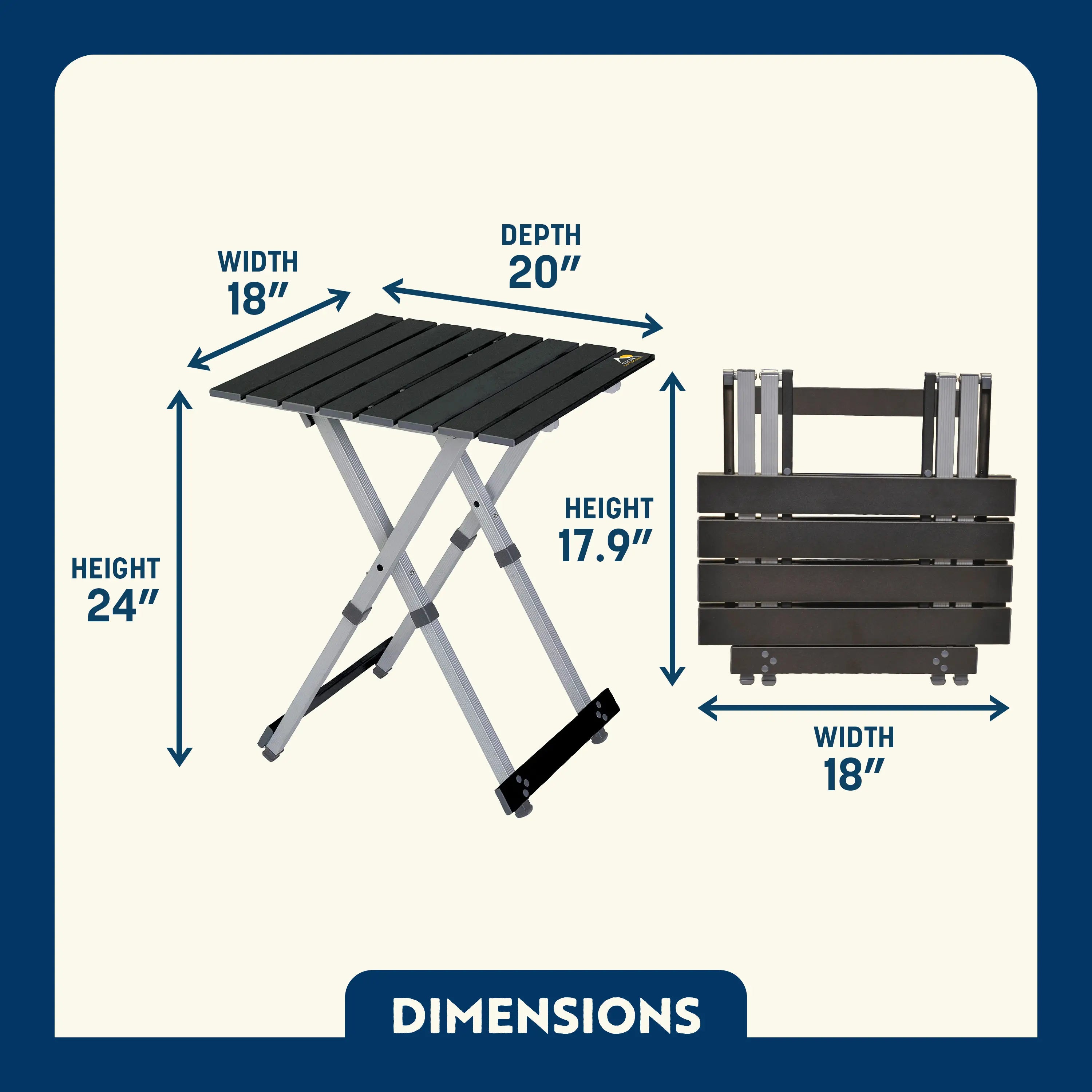 Portable Staging Compact Camp Table 20 - Choice 513 - Slim-Fold Outdoor Cook Station with Storage Shelves Detail