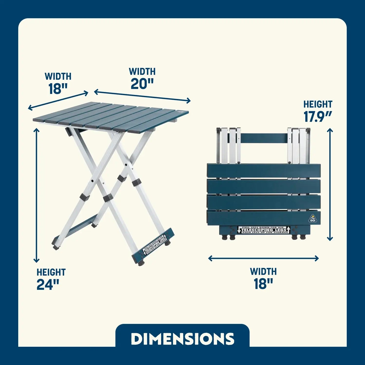 Portable Staging Compact Camp Table 20 - Choice 513 - Slim-Fold Outdoor Cook Station with Storage Shelves Detail