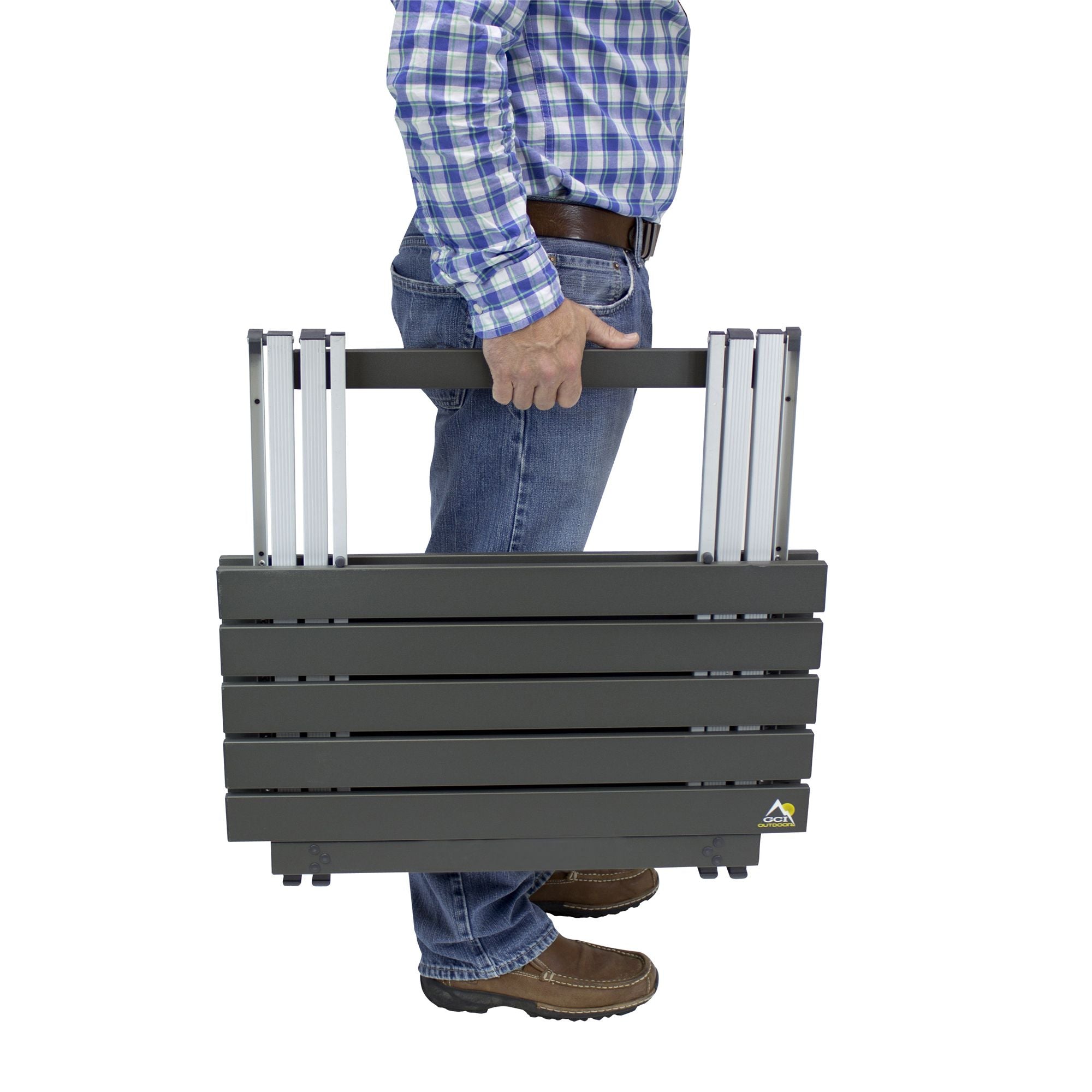 Heavy-Duty Grilling Compact Camp Table 25 - Choice 214 - Slim-Fold Outdoor Cook Station with Storage Shelves Detail