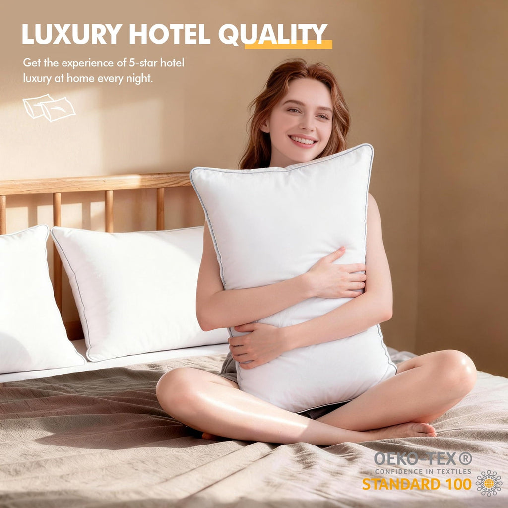 Orthopedic Support Pillows Queen Size Set of 2, Bed Pillows for Side and Back Sleepers, Soft Down Alternative Pillows, Hotel Quality and... - Ergonomic Memory Foam Pillow for Neck Pain Support Detail